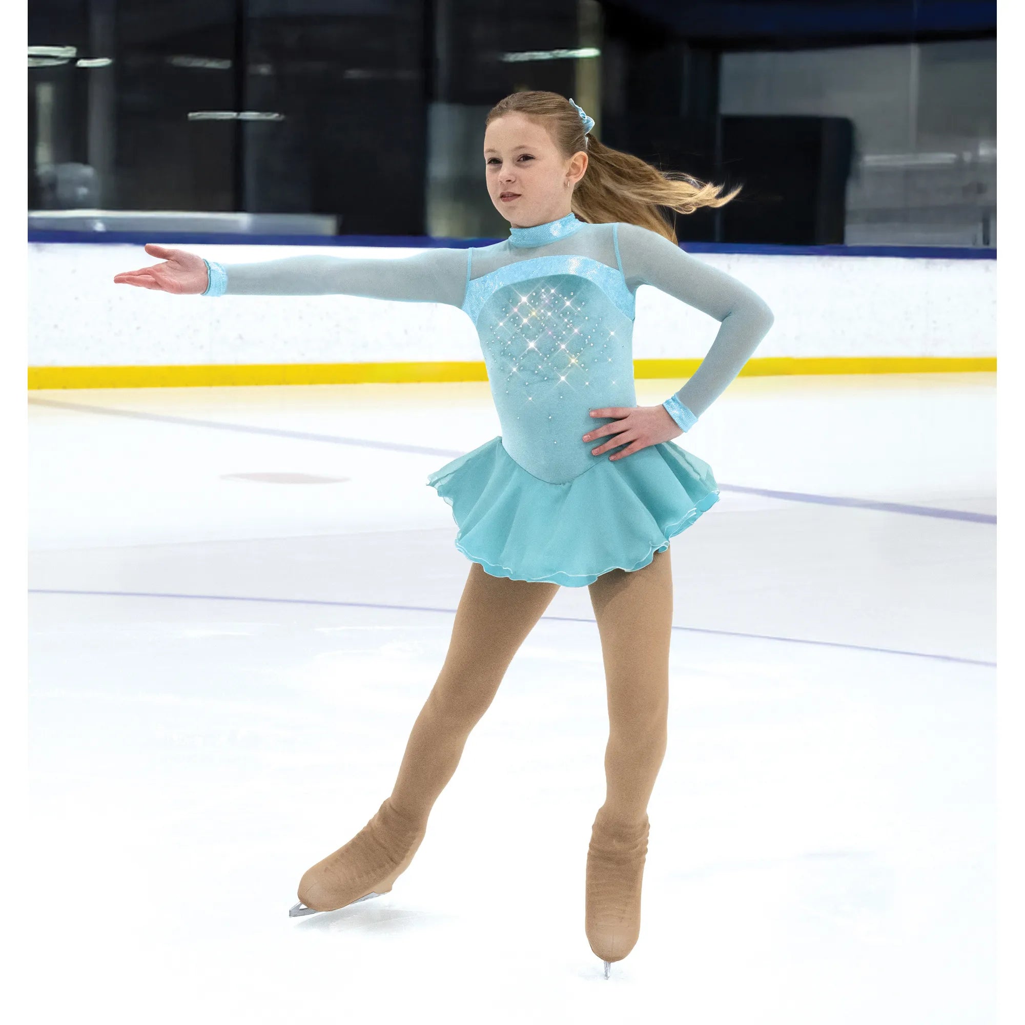 JR616-TB Wishes Figure Skate Dress Tiffany Blue