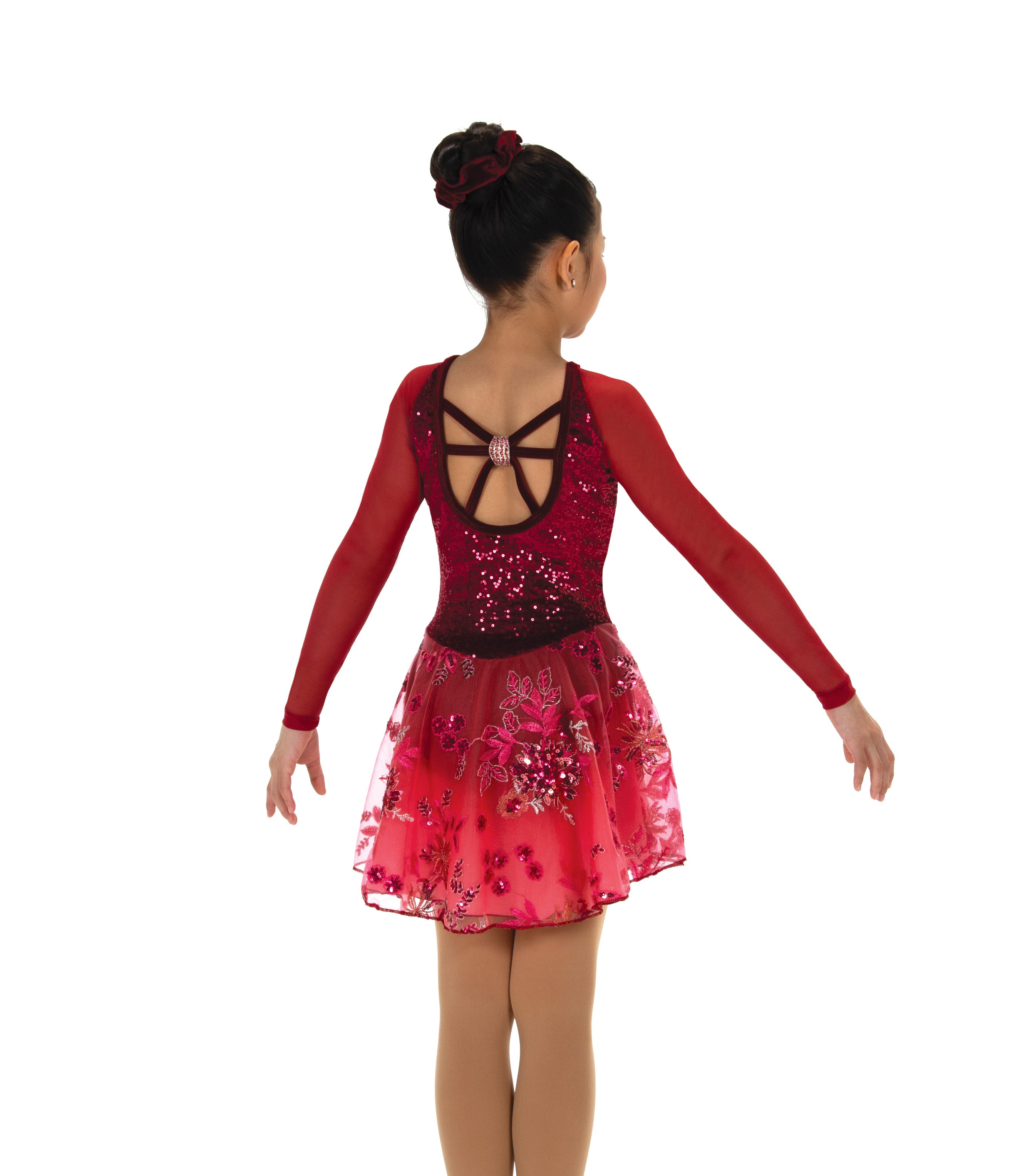 JR618 Sequins in Sherry Figure Skate Dress back view