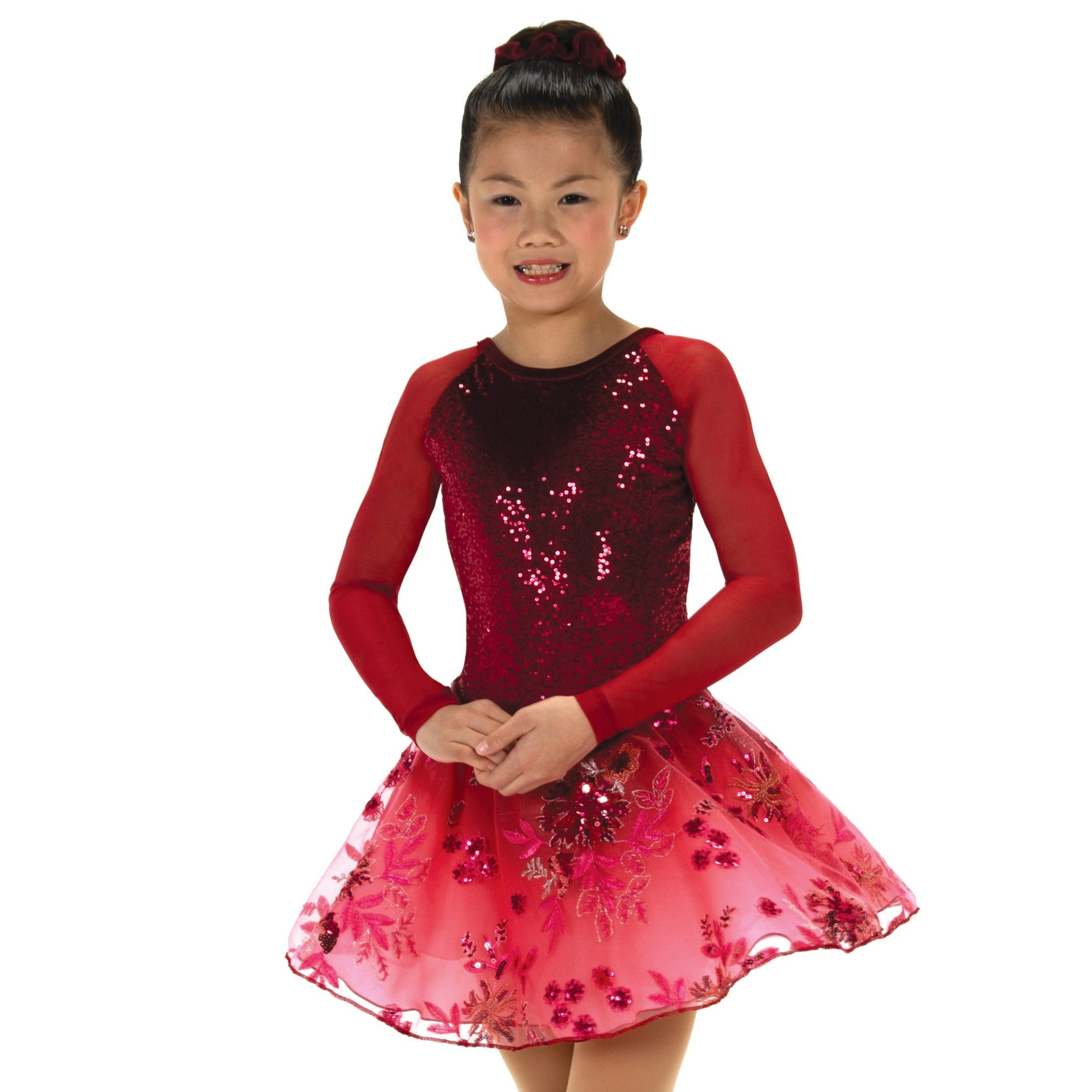 JR618 Sequins in Sherry Figure Skate Dress front view