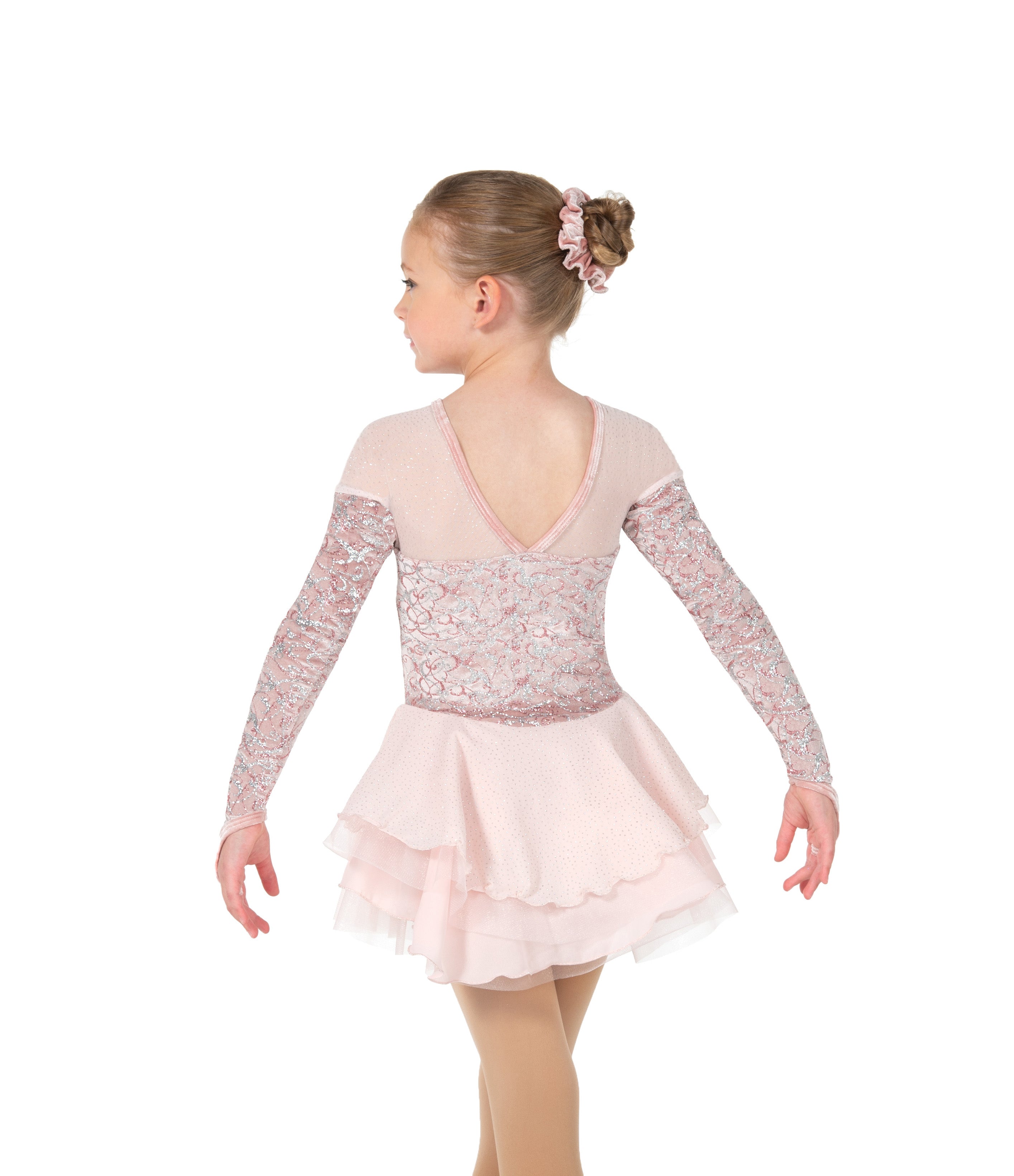 Girl wearing JR622 Ballet Slipper Figure Skate Dress, back view