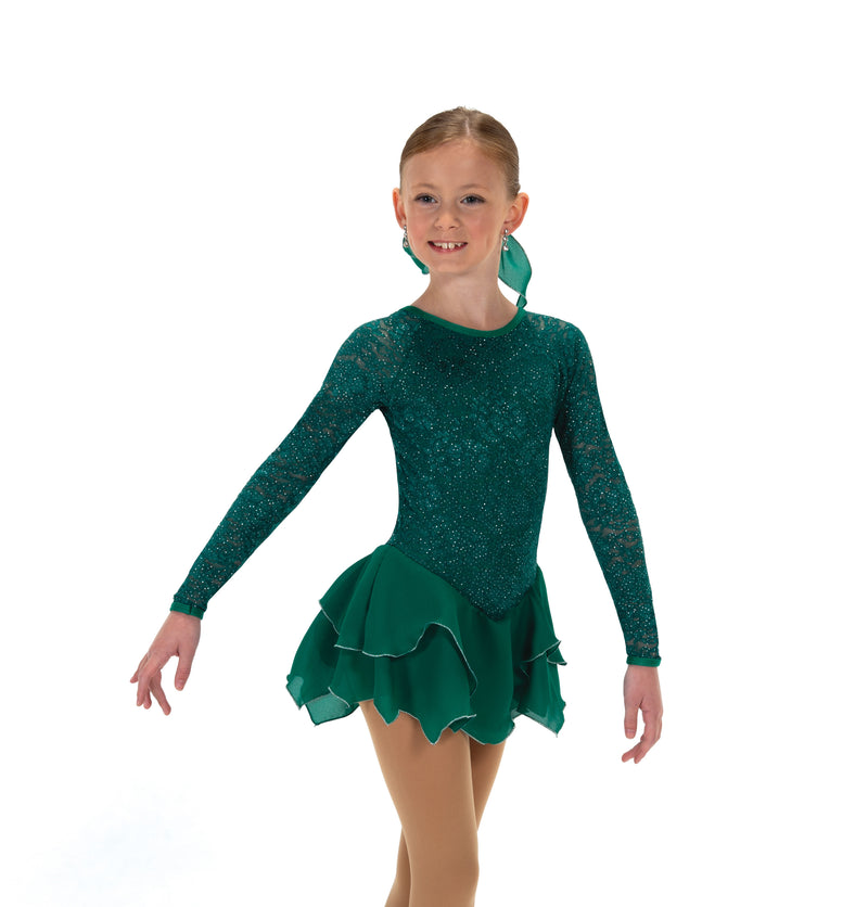 JR623-EG Tulip Lace Figure Skate Dress – Emerald Green