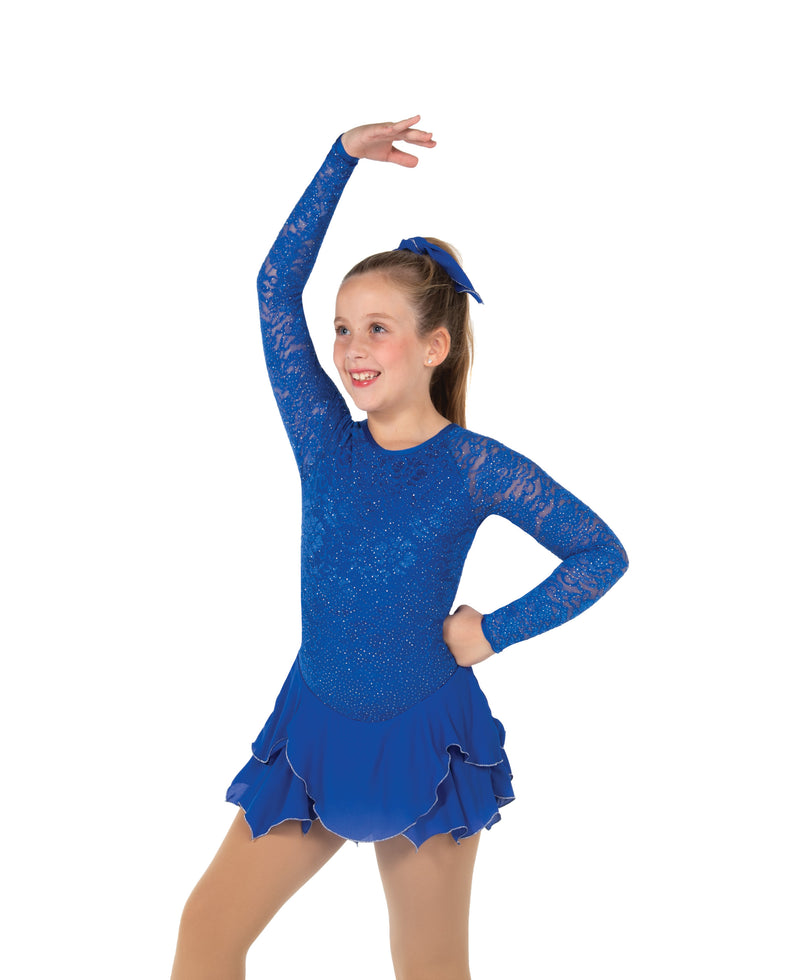 JR623-RB Tulip Lace Figure Skate Dress - Royal Blue
