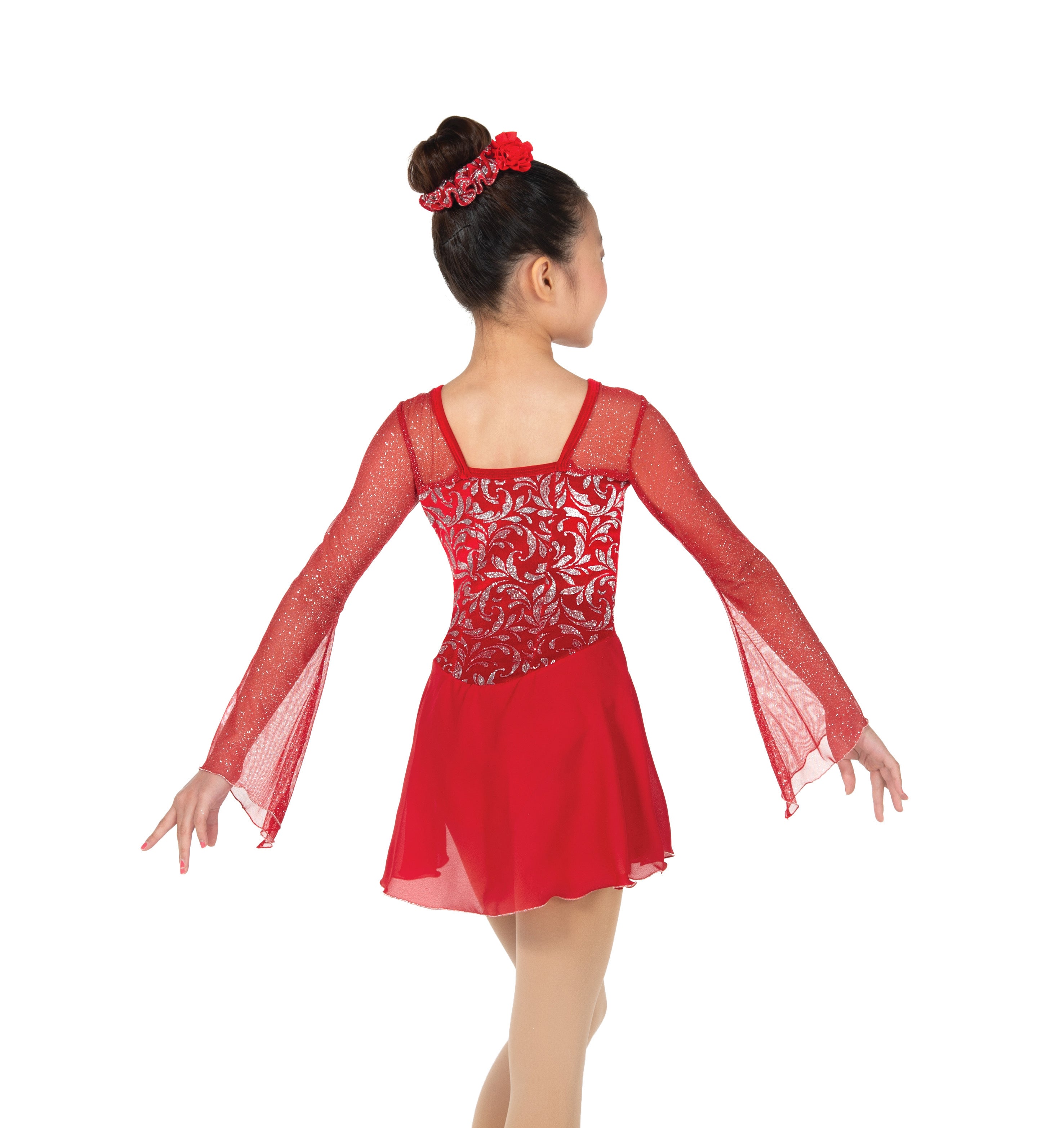 JR629 Fire Flare Figure Skate Dress back view