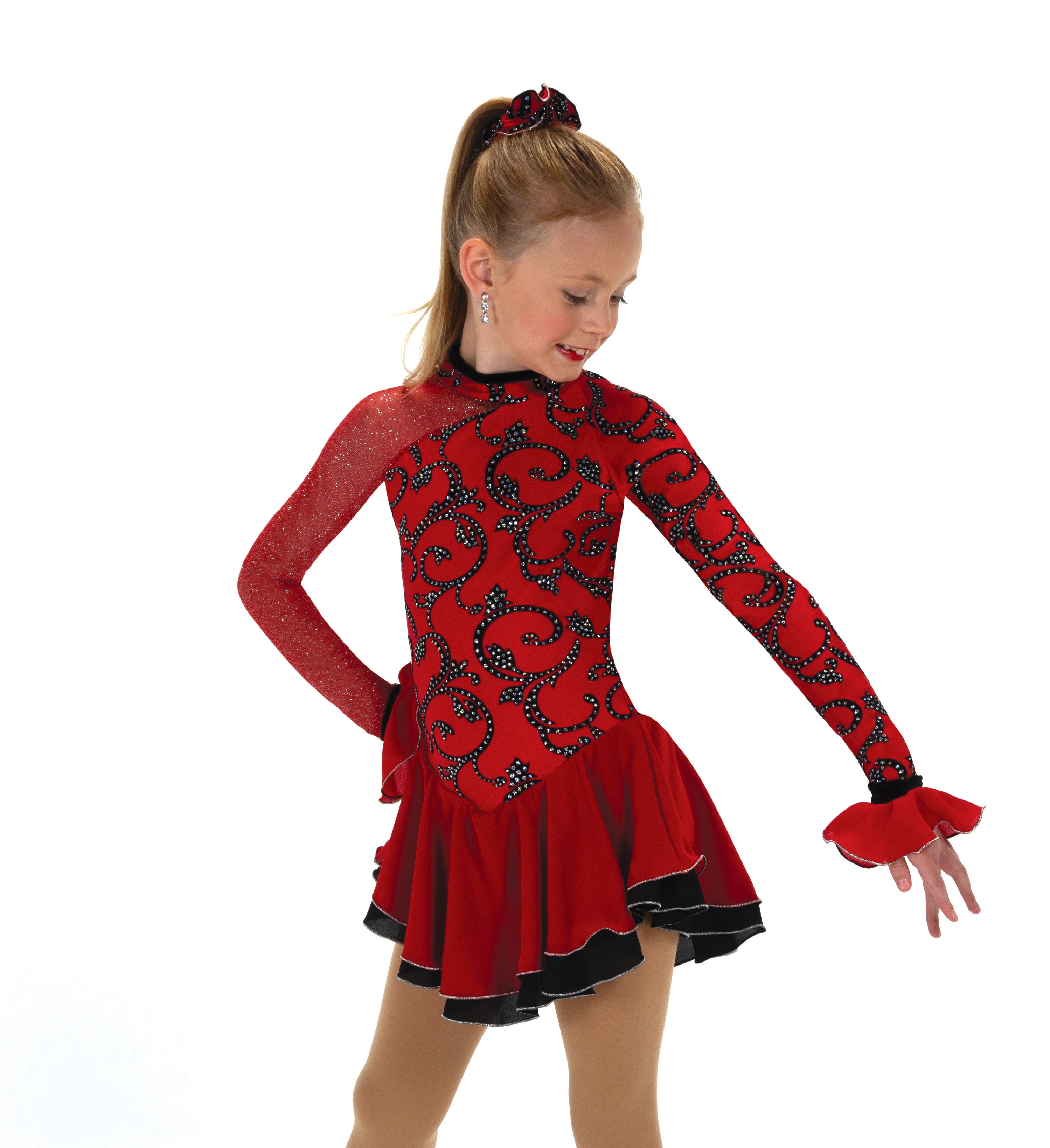 Red JR630 Valentango figure skate dress, front view