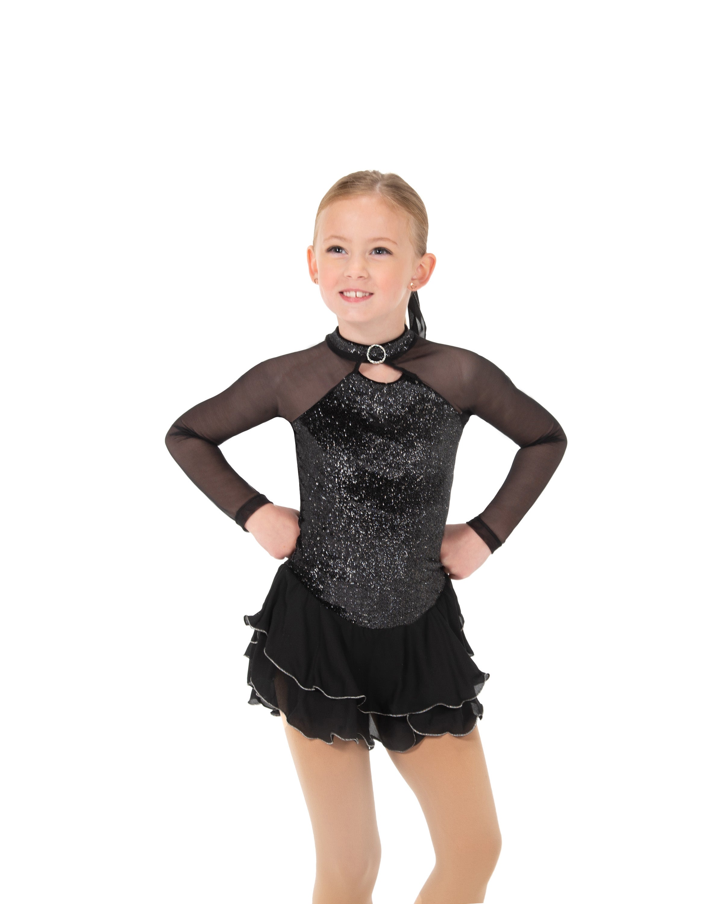 JR645-BK Shimmer Figure Skate Dress - Black