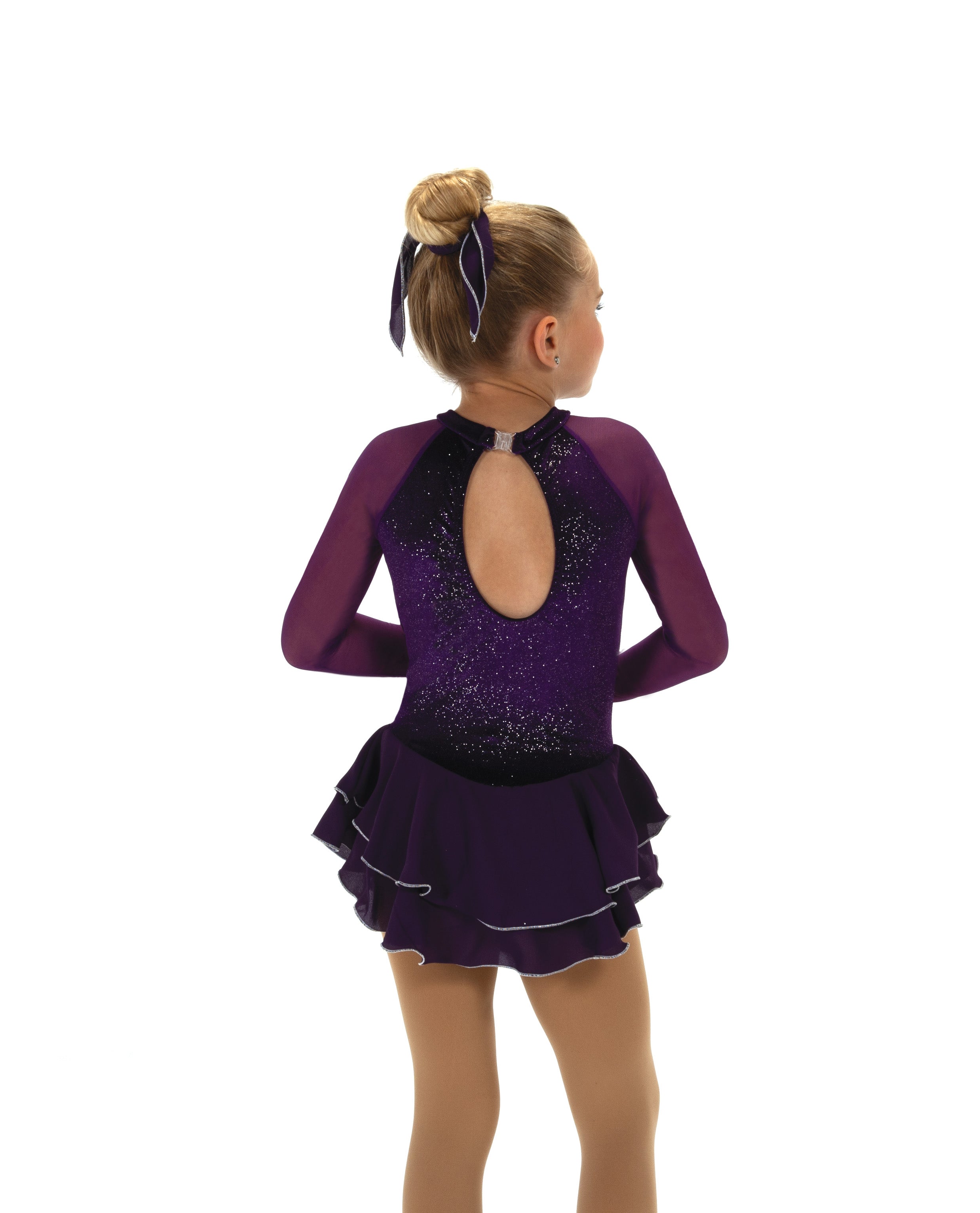 Robe de patinage artistique scintillante JR645-DP – Violet foncé