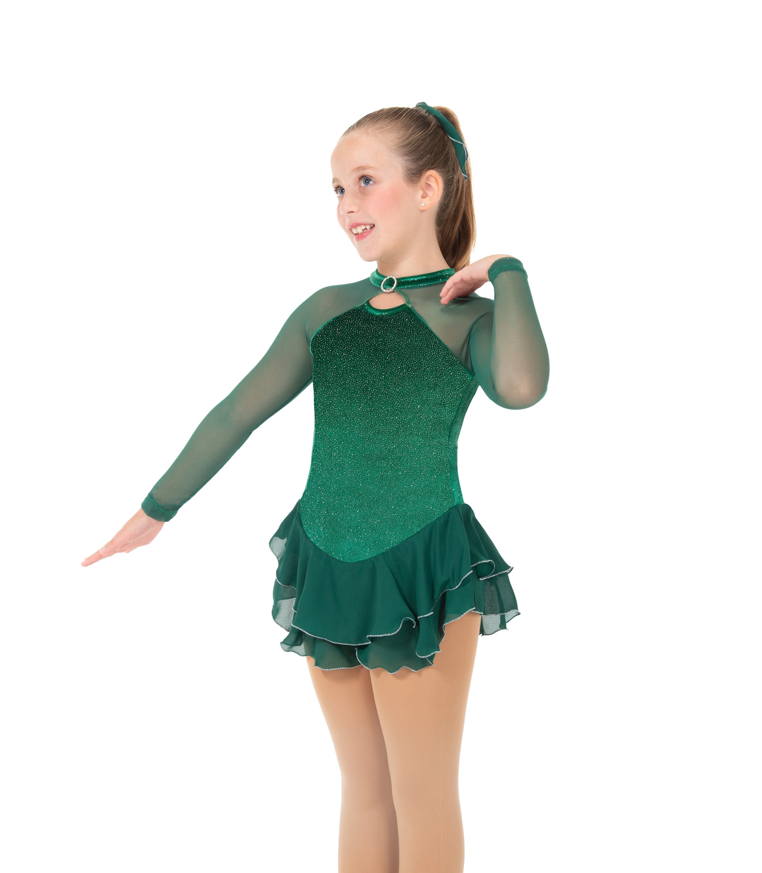 JR645-EG Shimmer Figure Skate Dress – Emerald Green