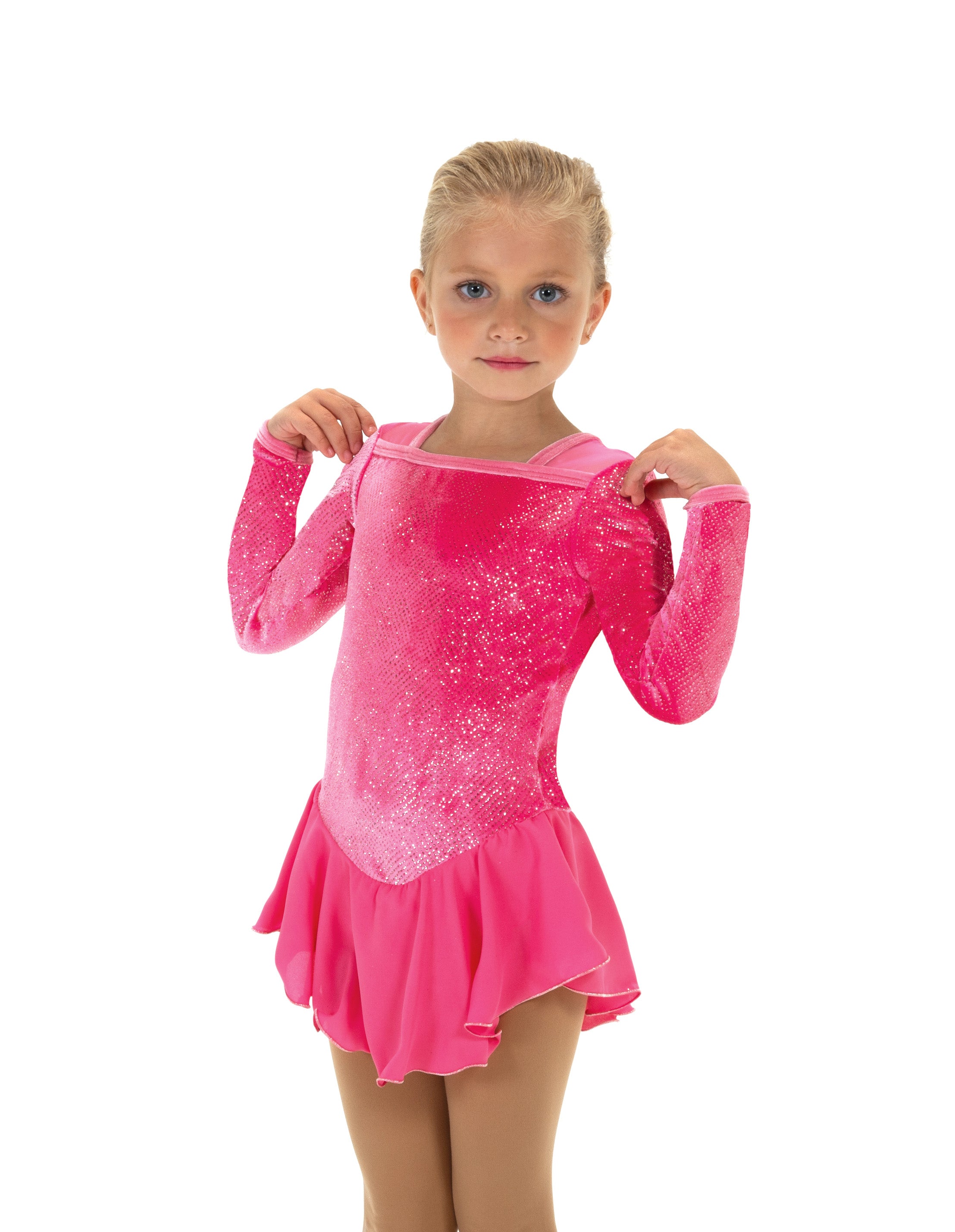 JR647-CPK Brilliance Figure Skate Dress in Candy Pink, front view