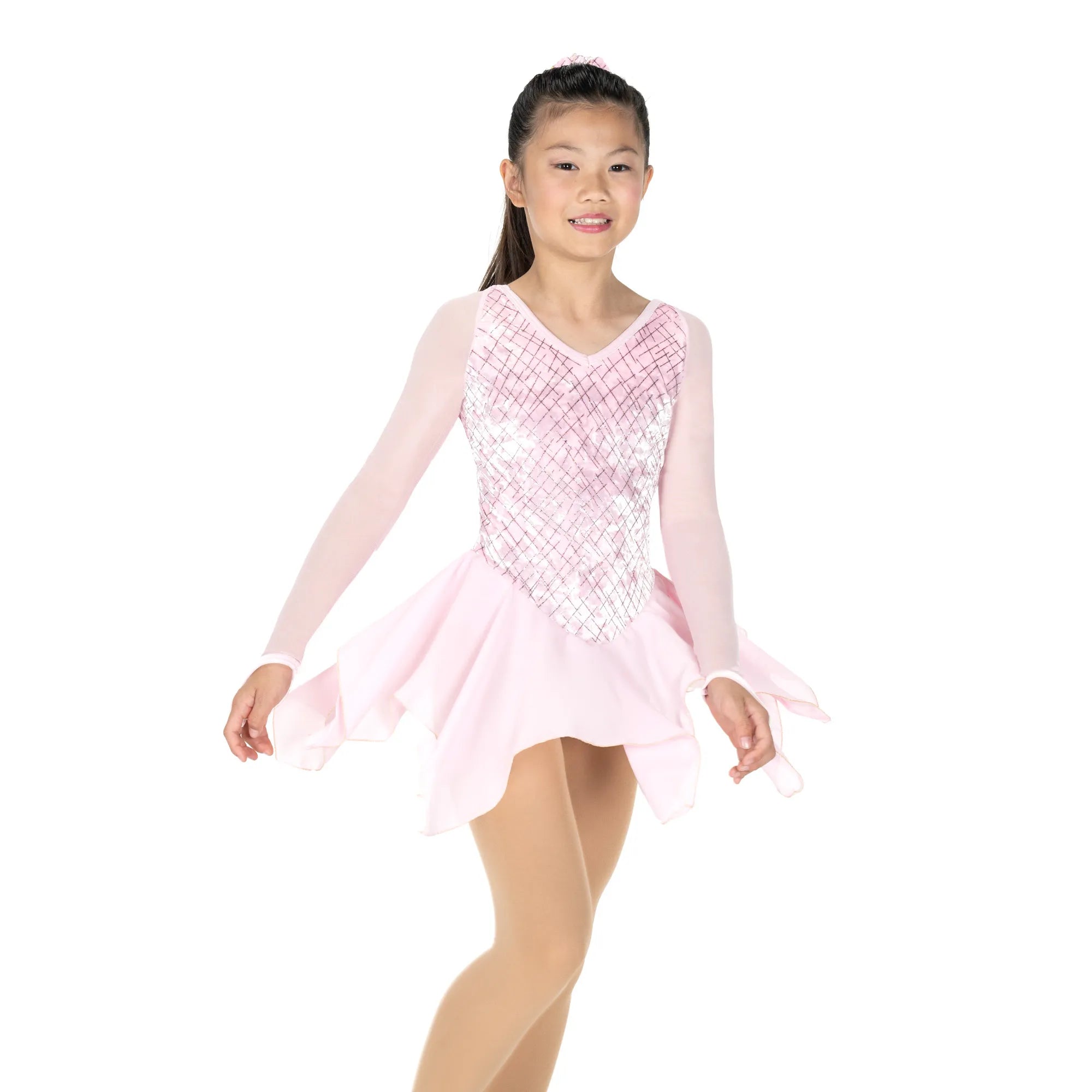 JR687-IP Clear Ice Figure Skate Dress - Ice Pink