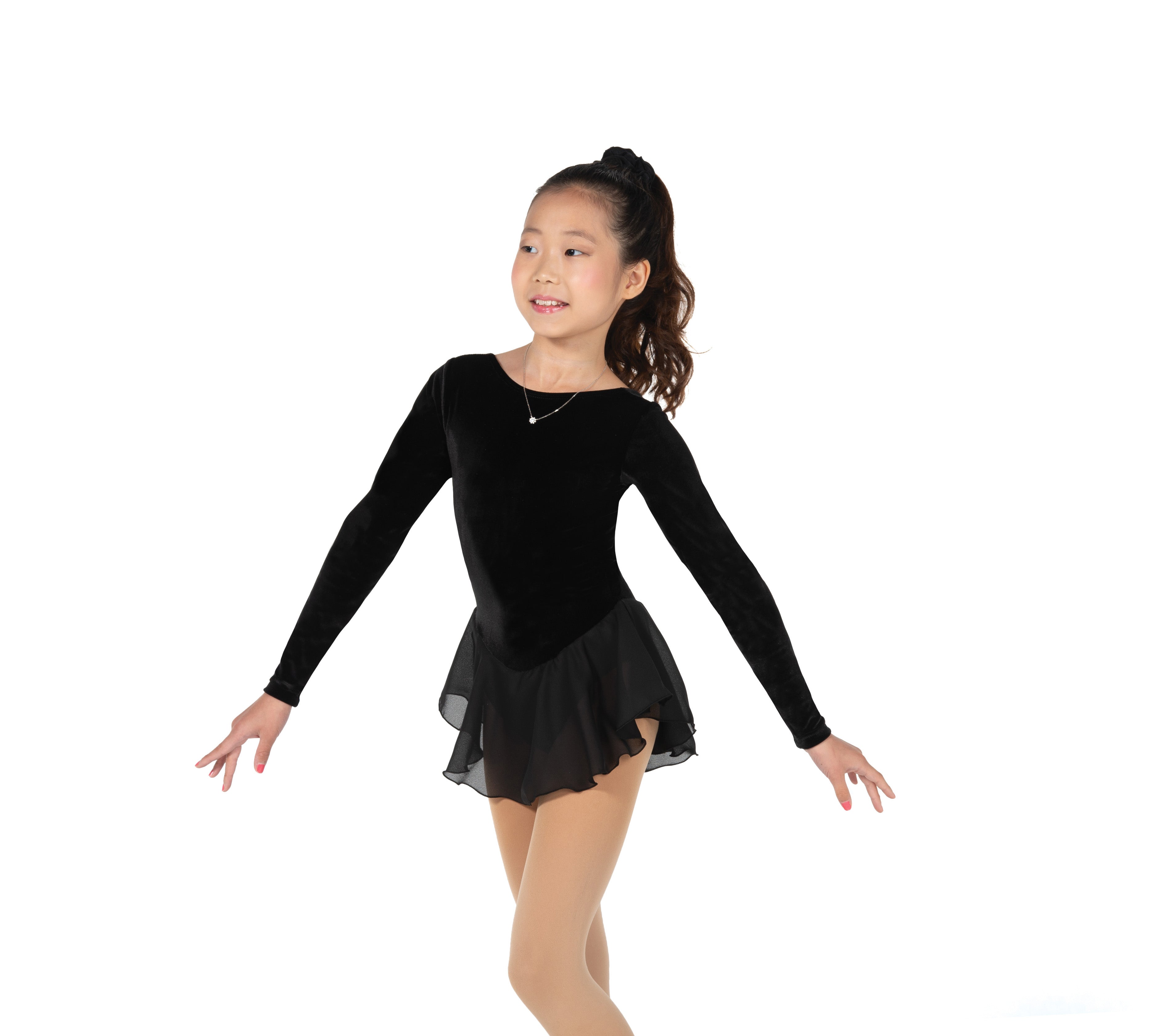 688-BK Skatesong black figure skate dress front view