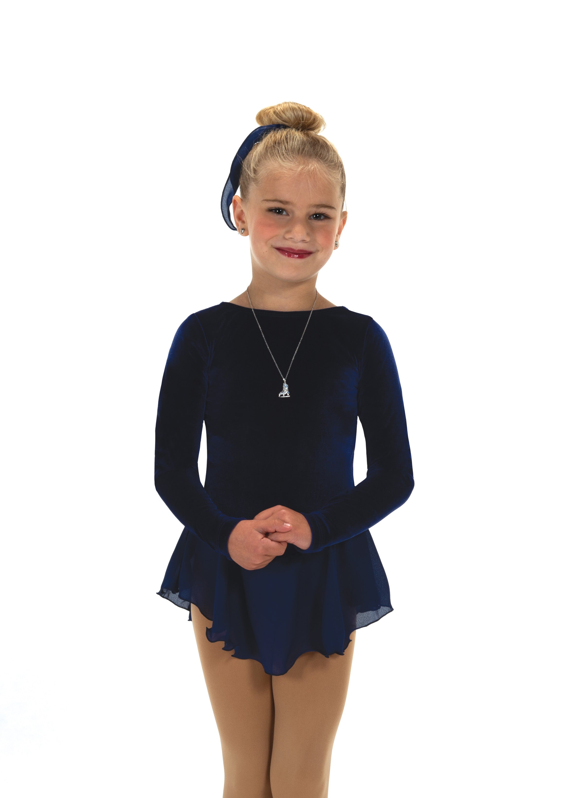 JR688-NB Skatesong Figure Skate Dress, front view, navy blue