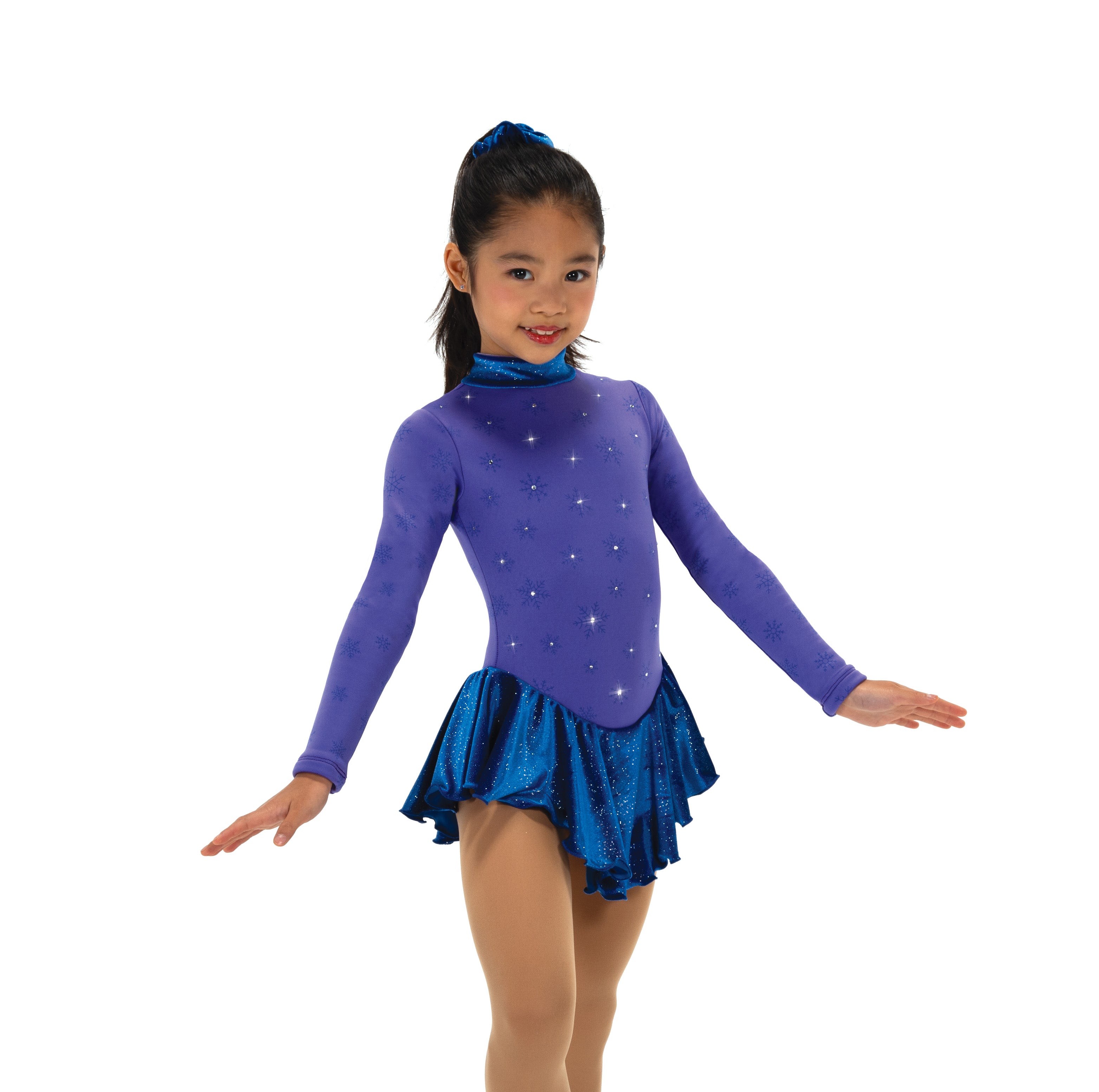 Purple Royal snow fleece figure skate dress, front view