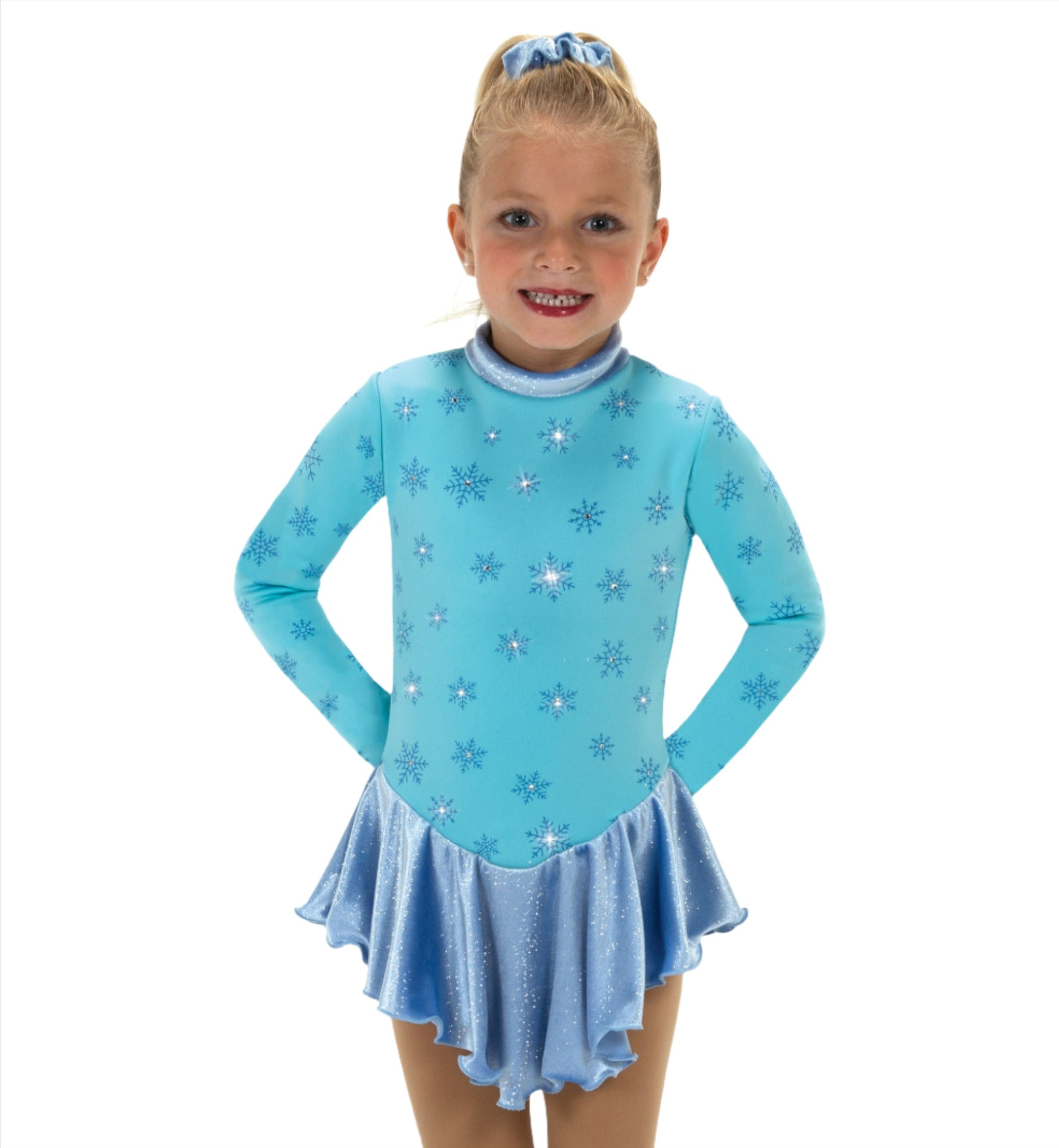 Tiffany Blue Snow Fleece Figure Skate Dress with snowflake design