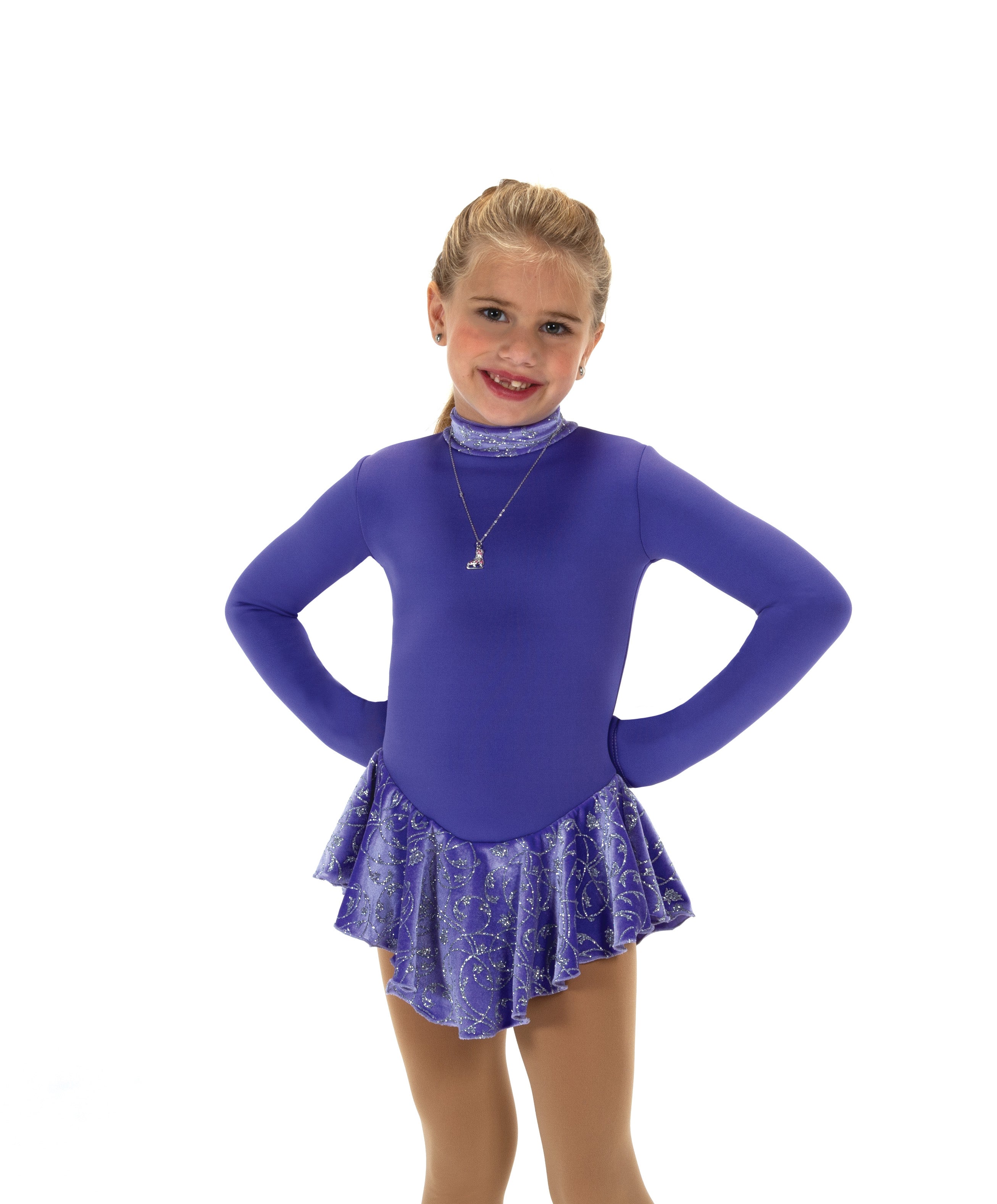 Concord Purple figure skate dress with fancy fleece design.