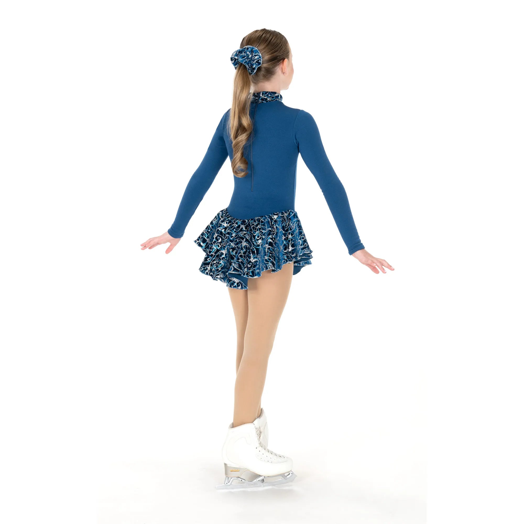JR696-OT Fancy Fleece Figure Skate Dress - Ocean Teal