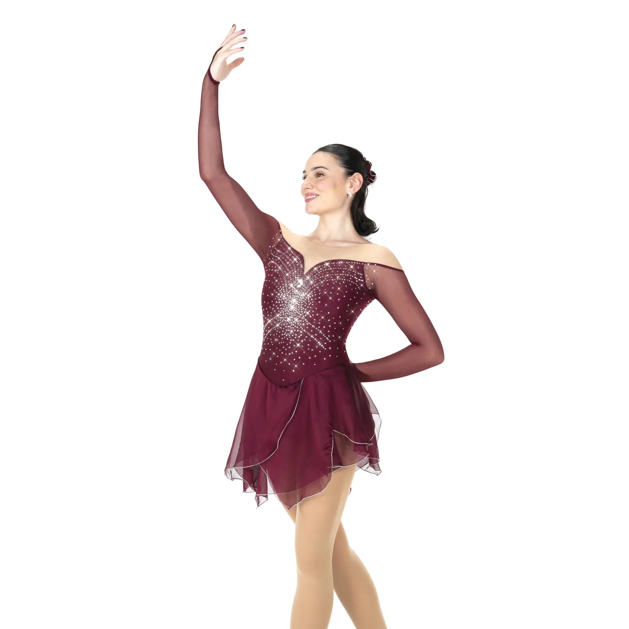 AA006-W Dripping Diamonds Dress - Wine
