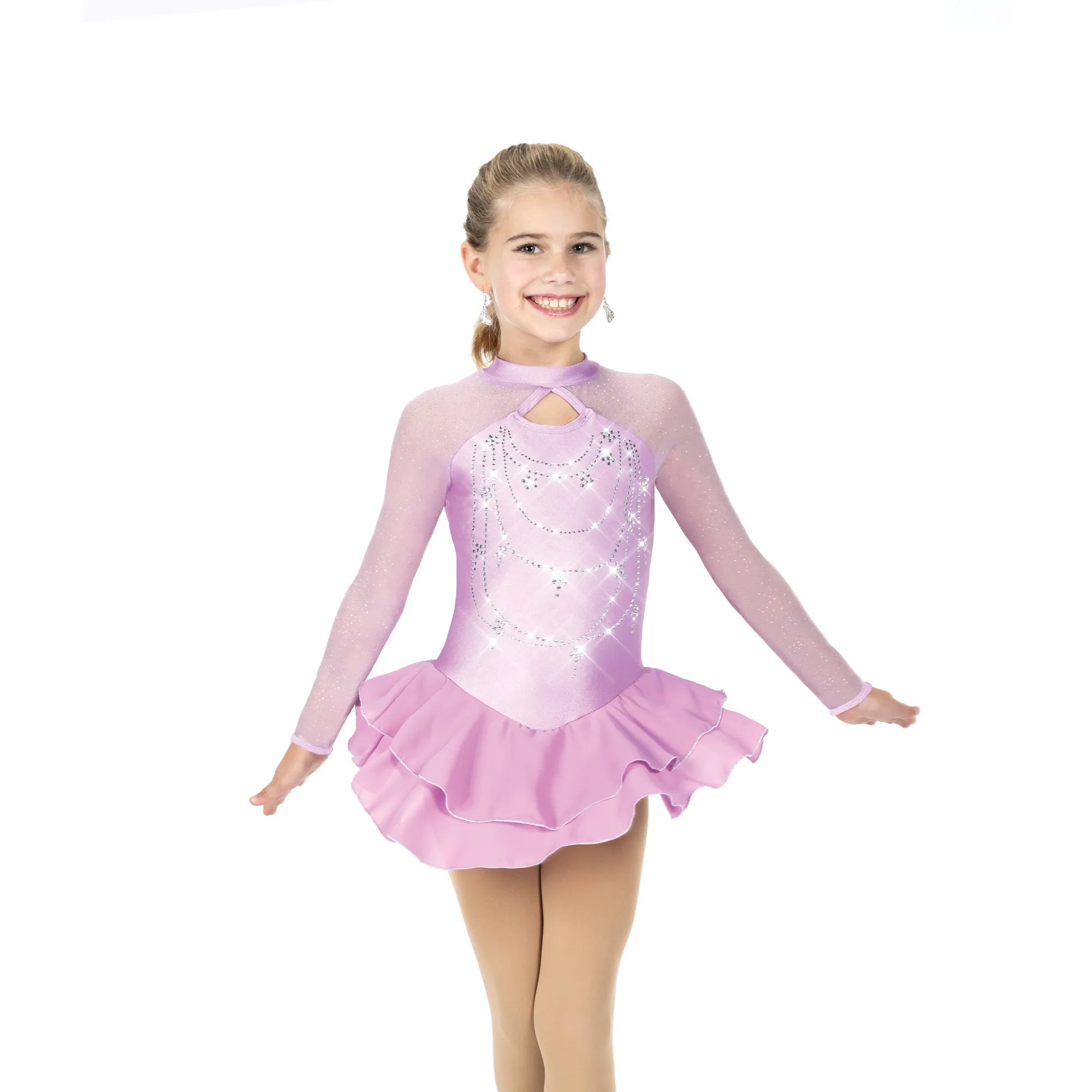 AJ347-PO Strands of Crystals Dress - Pale Orchid