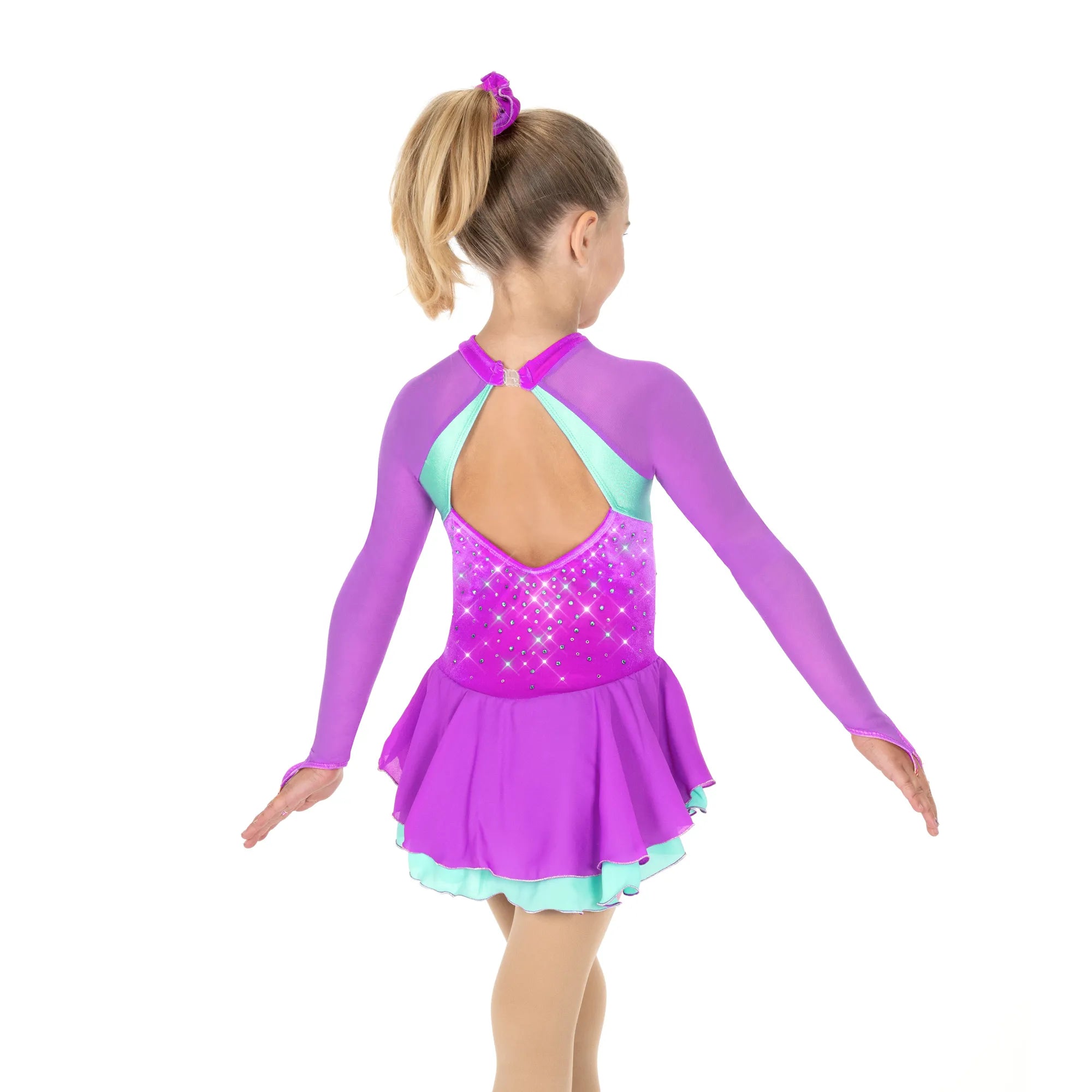 AJ350-OA Dazzle Duo Figure Skate Dress Orchid & Aqua