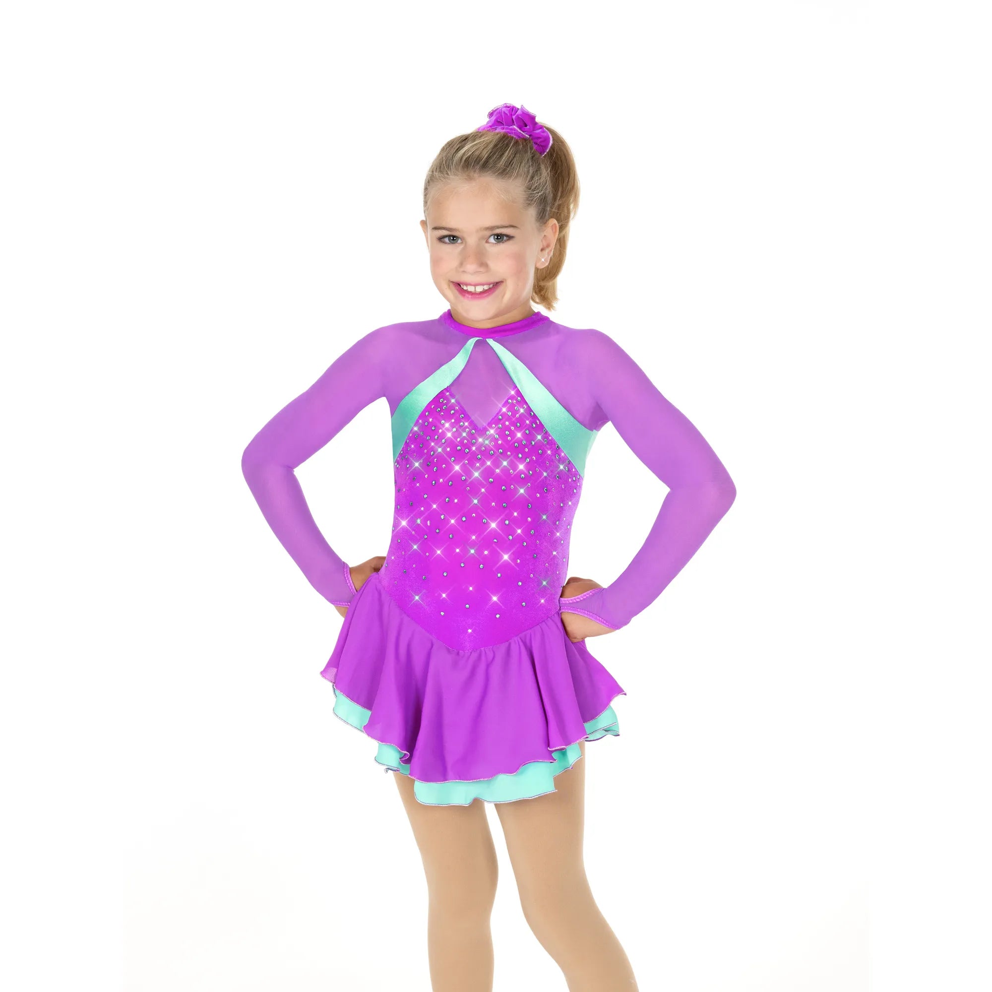 AJ350-OA Dazzle Duo Figure Skate Dress Orchid & Aqua