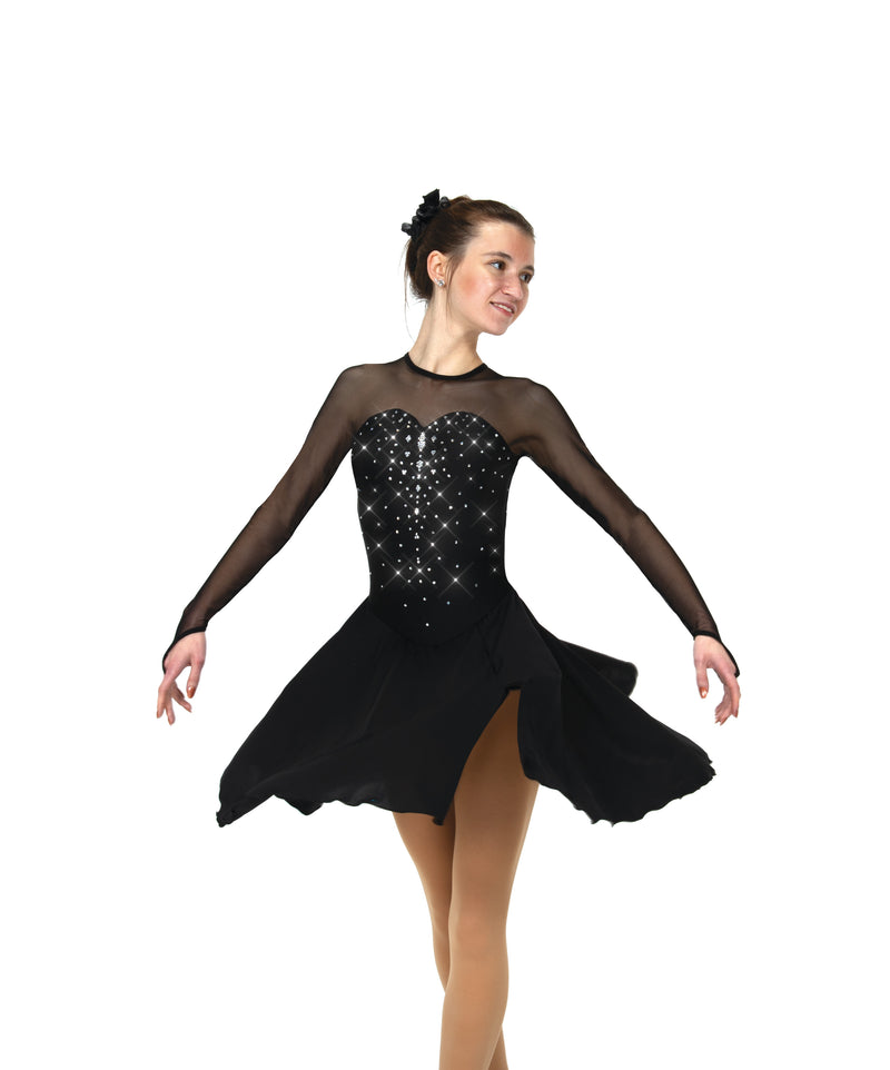 JRD22016-B Solitaire Sweetheart Dance Figure Skate Dress Black