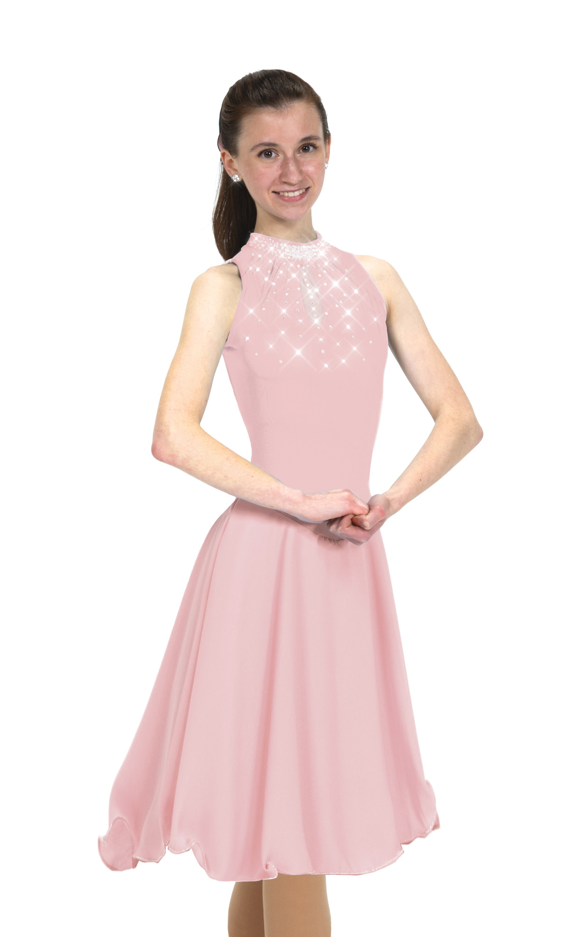 Cameo Pink Solitaire Keyhole Dance Skate Dress with Sparkle