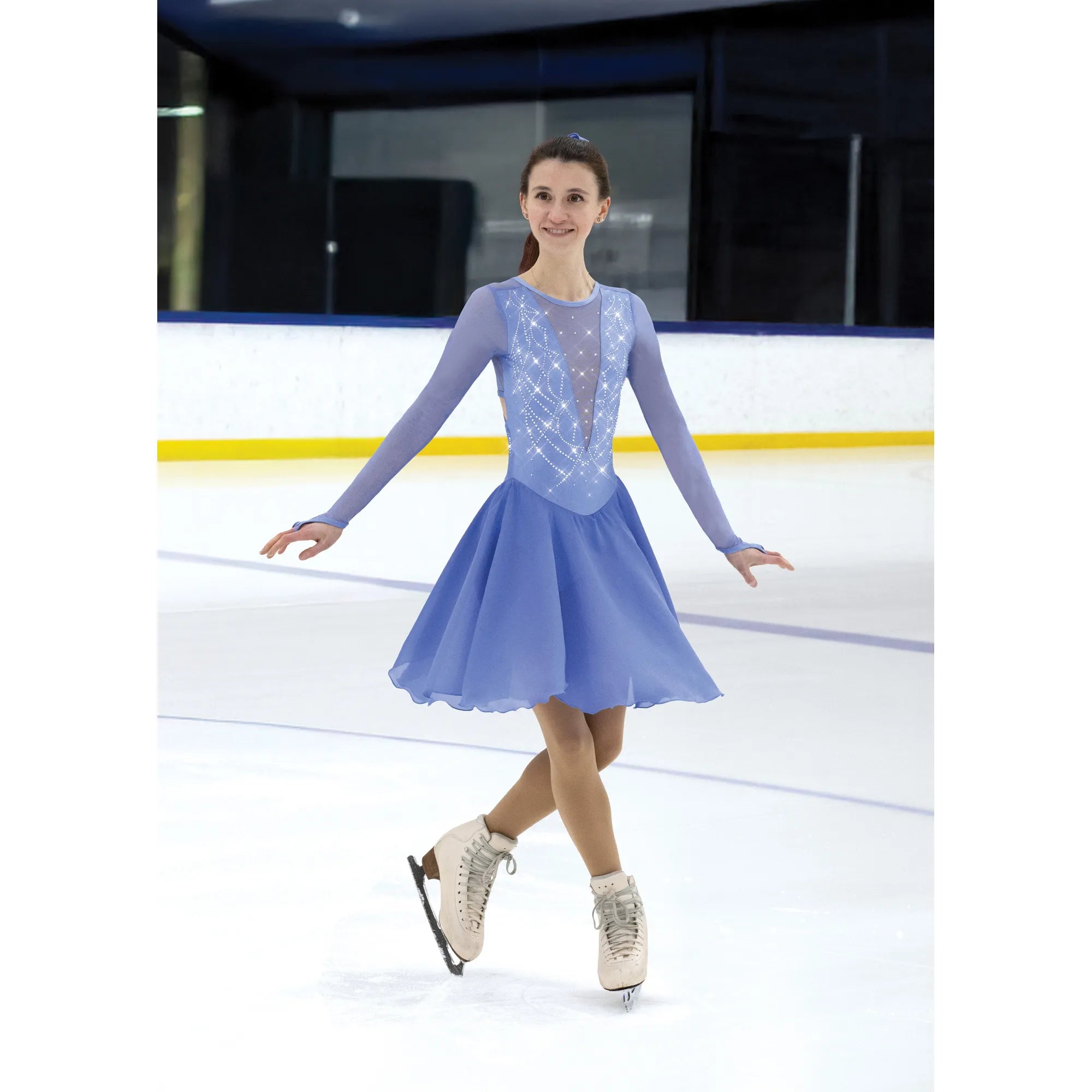 D26015-CB Solitaire Deco Dance Dress Cornflower Blue