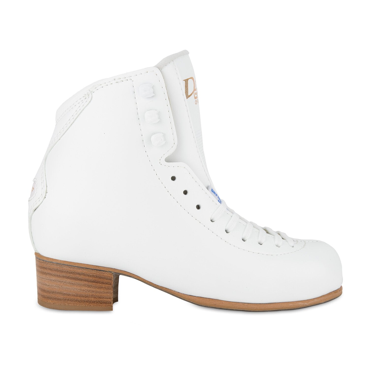 White Graf Dance adult figure skate boot side view