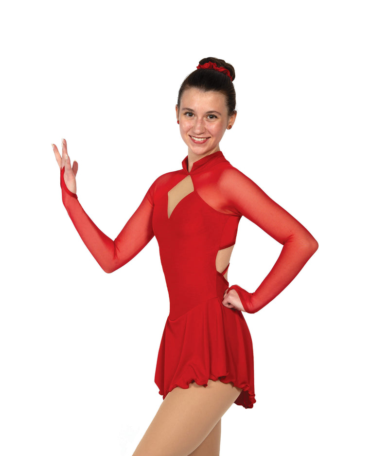 JRF22002-R Solitaire Strappy Back Figure Skate Dress Red