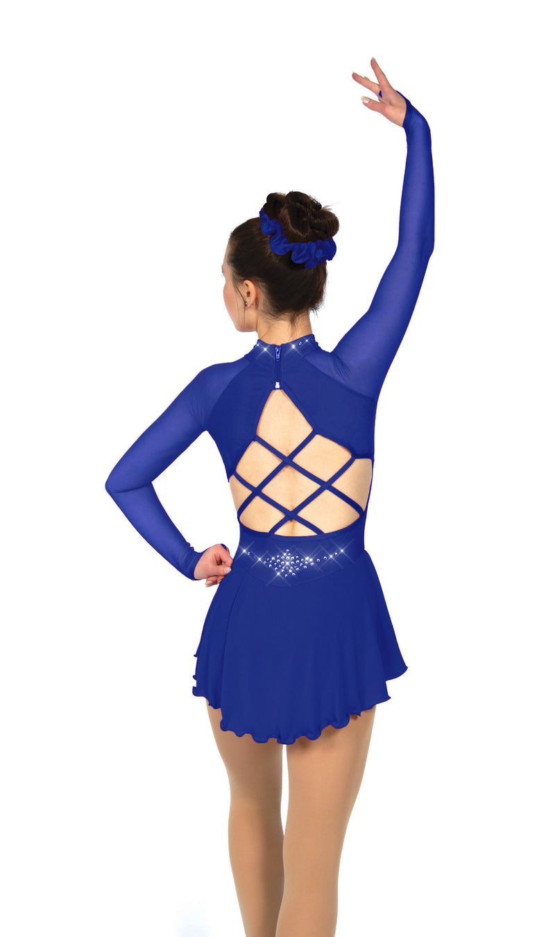 JRF22002-RY Solitaire Strappy Back Figure Skate Dress Royal