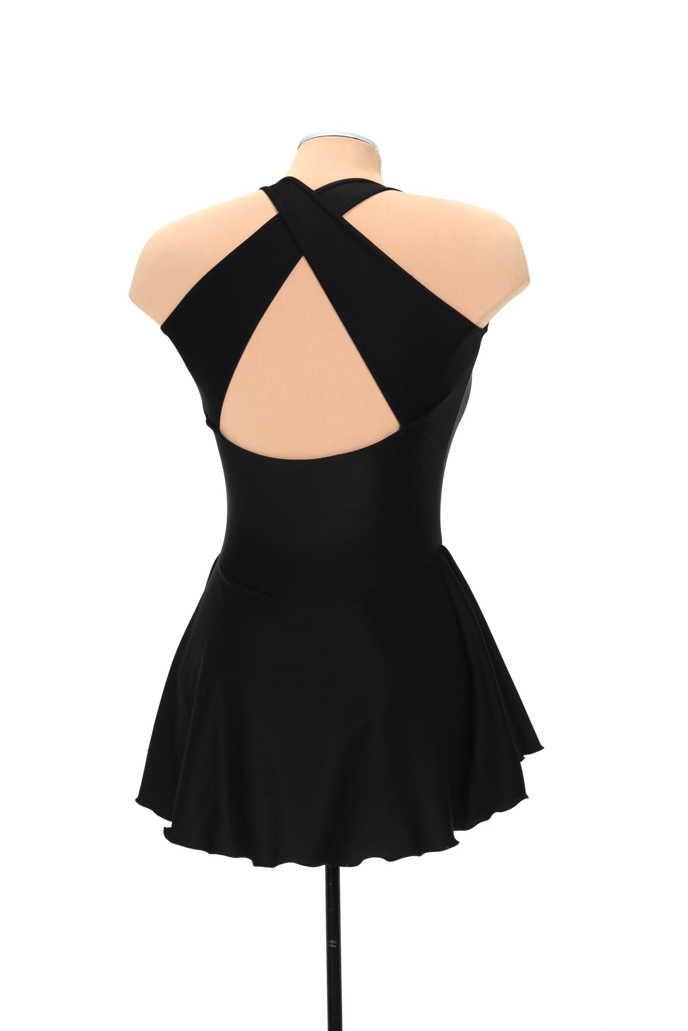 JRF22006-B Robe de patinage artistique coupe fuselée Solitaire noire