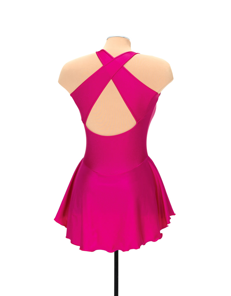 JRF22006-RP Solitaire Tapered Cut Figure Skate Dress Rose Pink