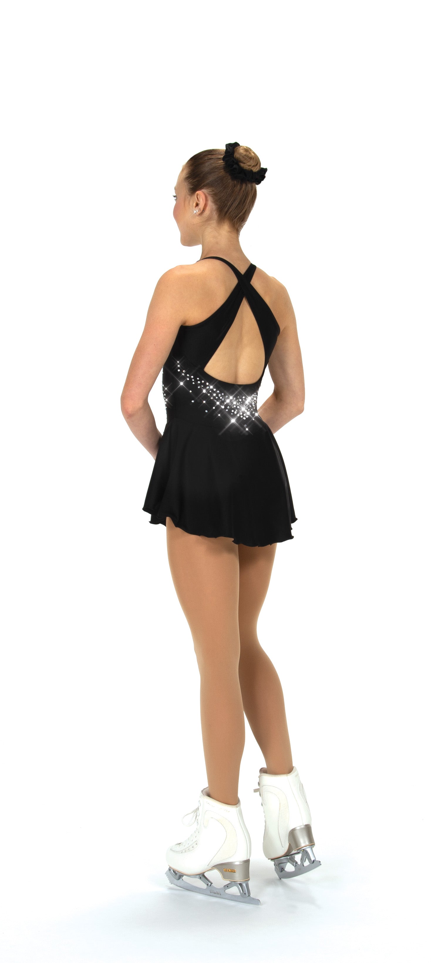 JRF22006-B Robe de patinage artistique coupe fuselée Solitaire noire