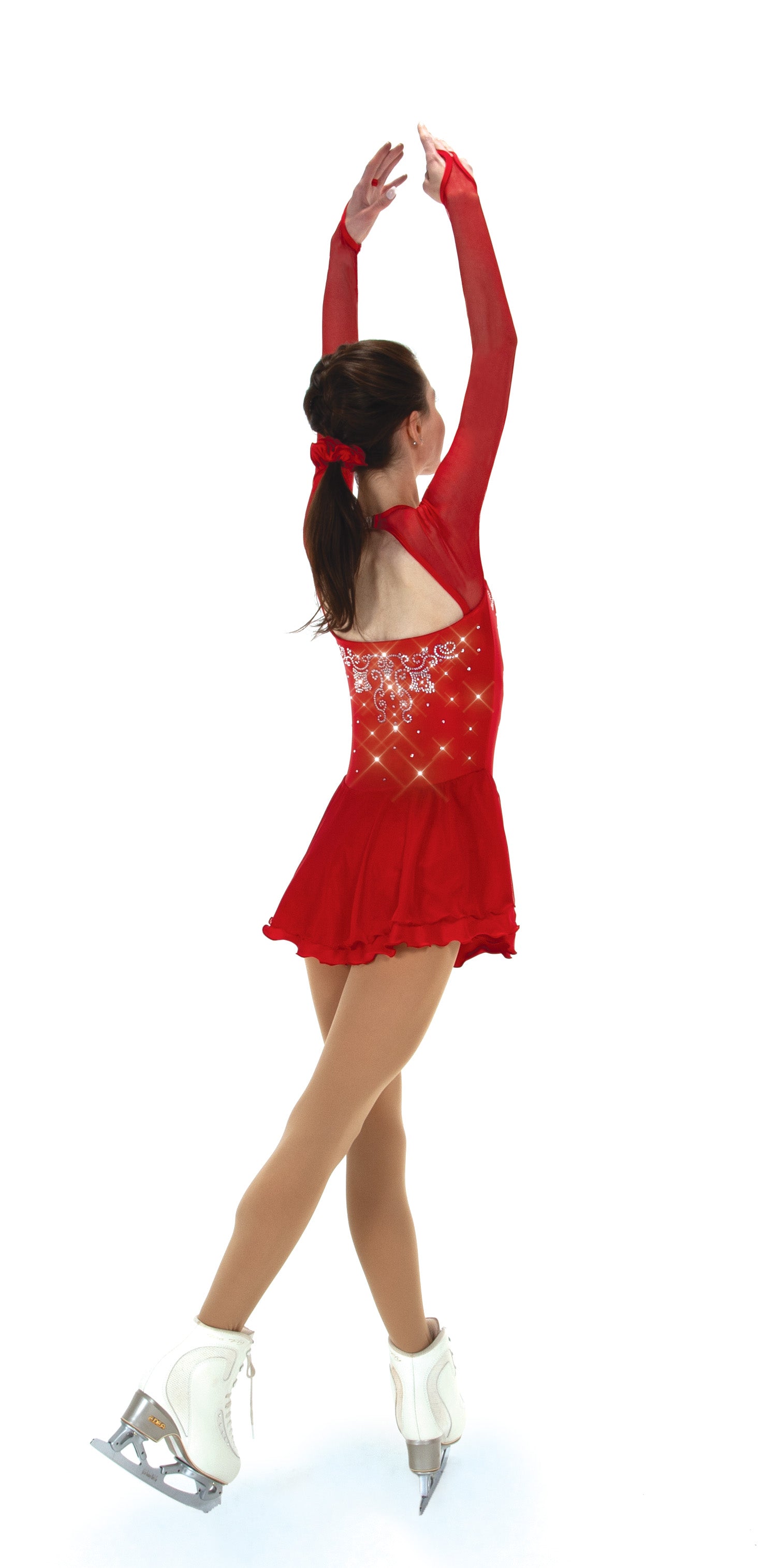 Solitaire Figure Skate Dress - JRF22007-R Red Solitaire Figure Skate Dress - JRF22007-R Red
