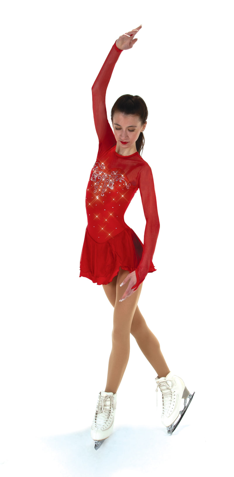 JRF22007-R Solitaire Sweetheart Figure Skate Dress Red