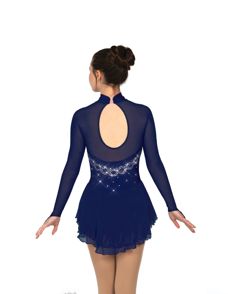 JRF22009-N Solitaire Classic Highneck Figure Skate Dress Navy