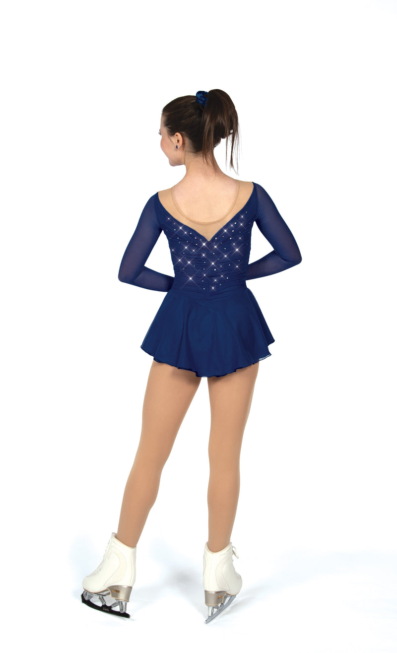 JRF22011-N Solitaire Soft Ruched Figure Skate Dress Navy