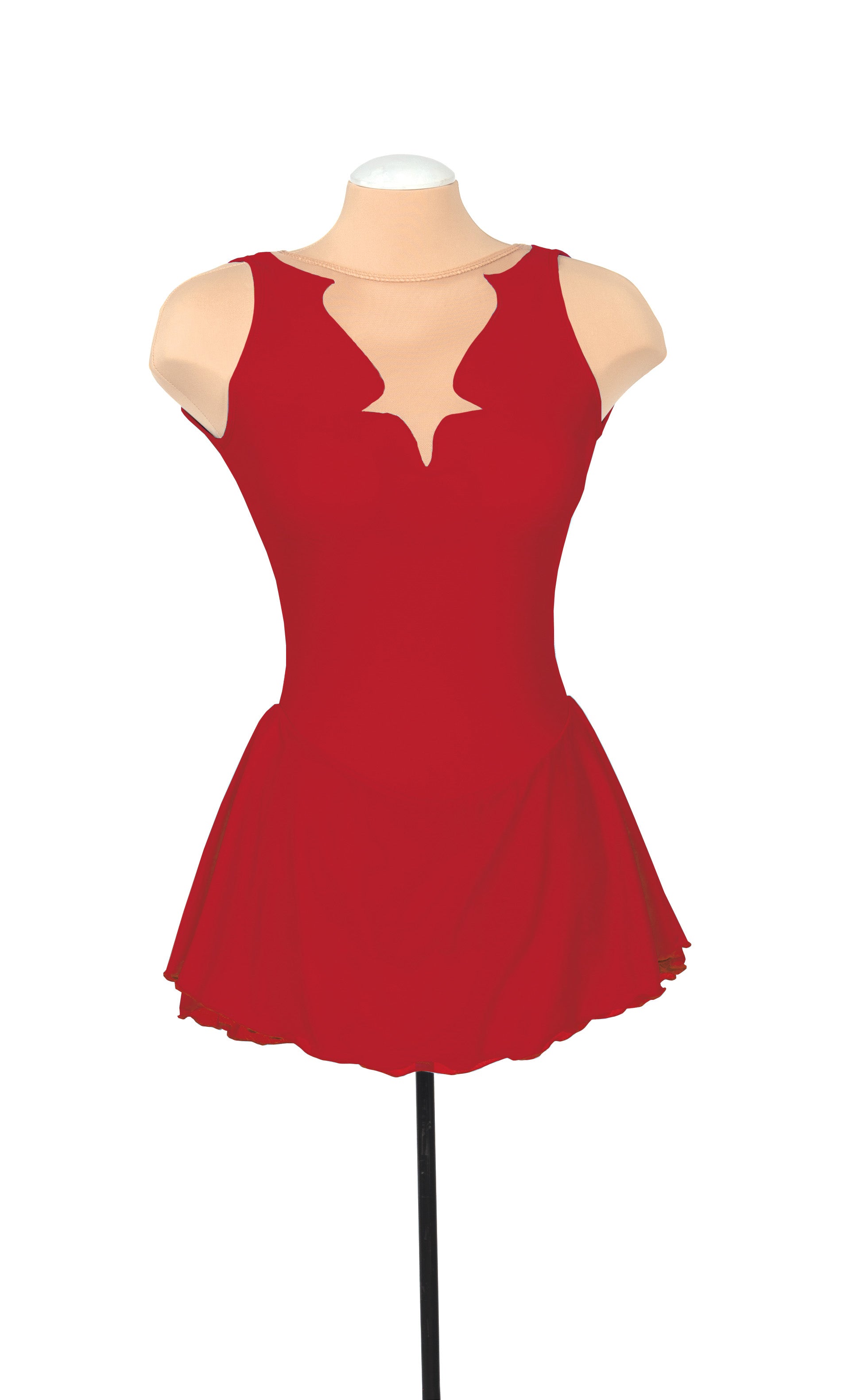 JRF22012-R Solitaire Fancy Cutwork Robe de Patinage Artistique Rouge