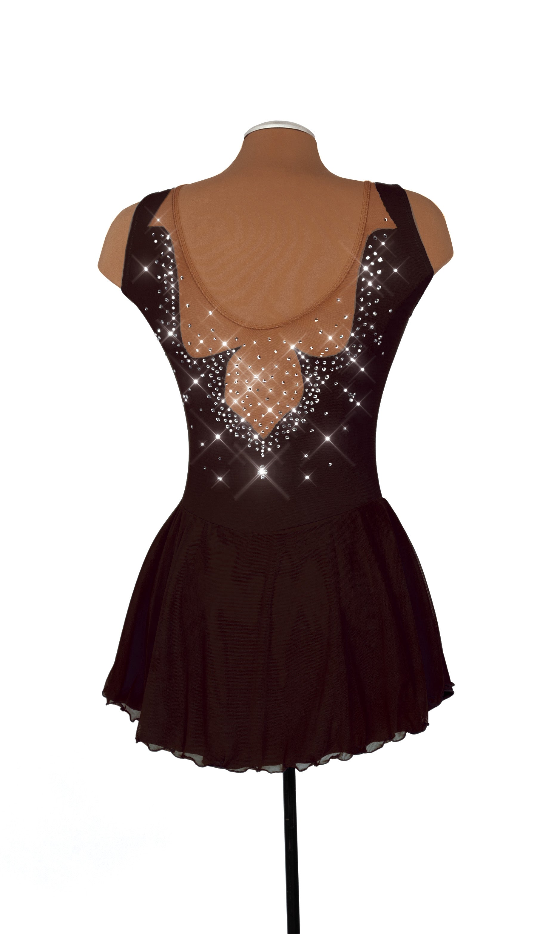 JRF22012-B Solitaire Fancy Cutwork Robe de patinage artistique Noir