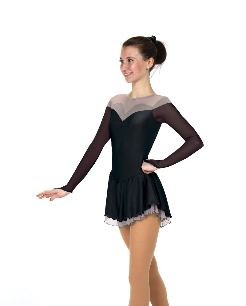 JRF22013-BS Robe de patinage artistique Solitaire Shaded Sweetheart Noir Fumée