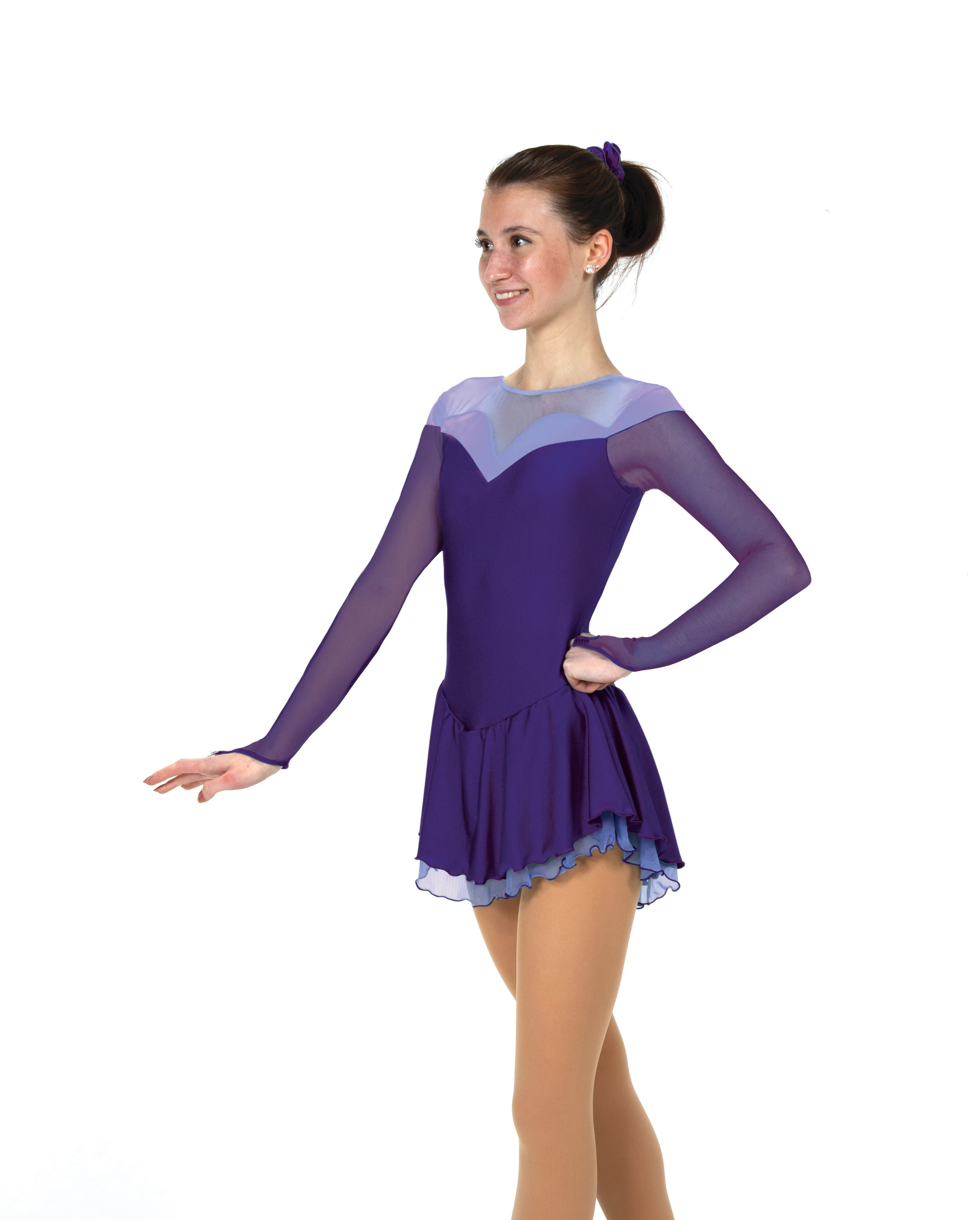 JRF22013-DP Solitaire Shaded Sweetheart Figure Skate Dress Damson Plum