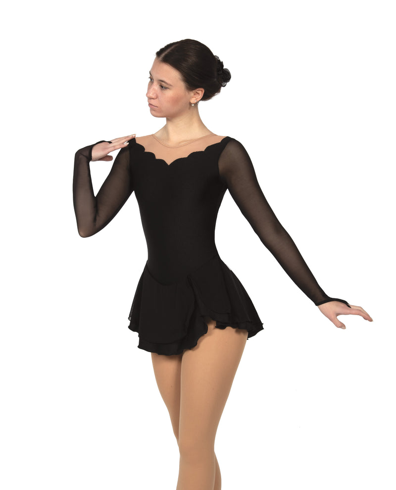 JRF22014-B Robe de patinage artistique Solitaire Shaded Sweetheart Noir
