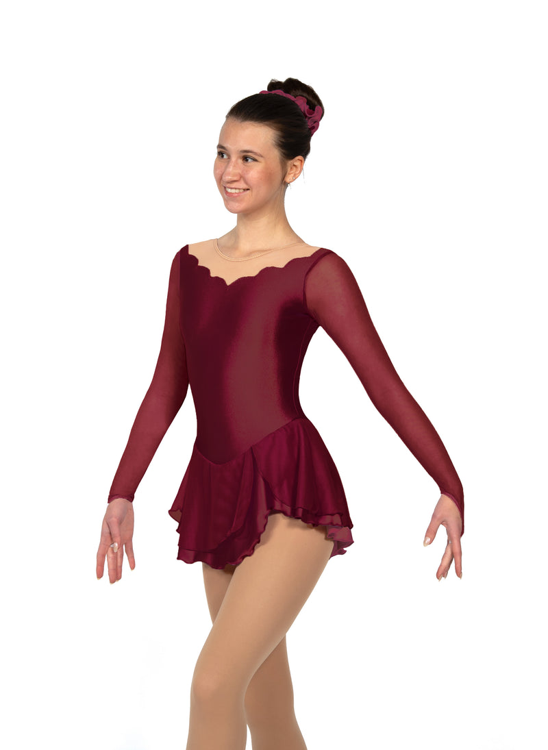 JRF22014-W Robe de patinage artistique Solitaire Shaded Sweetheart Vin