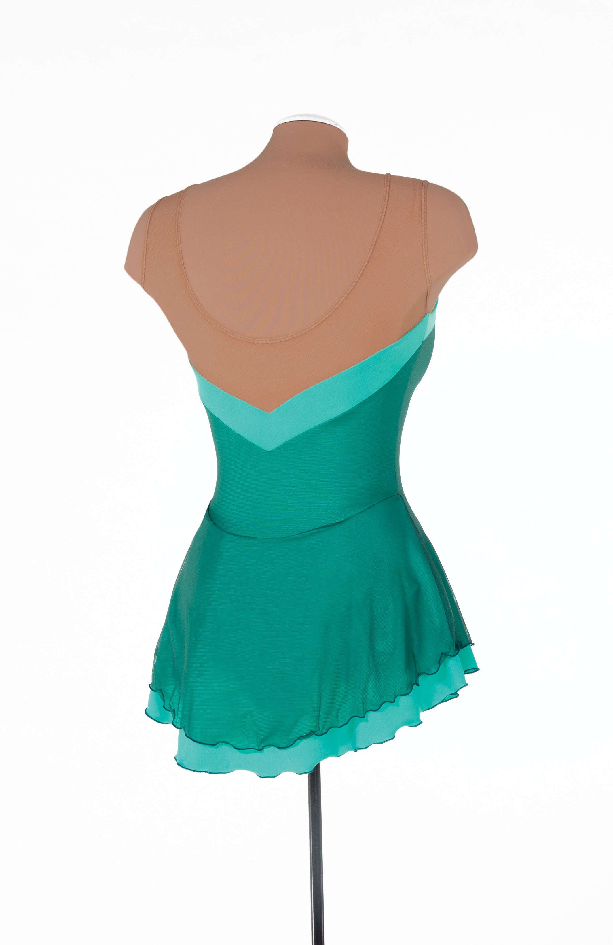 JRF23021-A Solitaire Mesh Overlay Figure Skate Dress Aspen