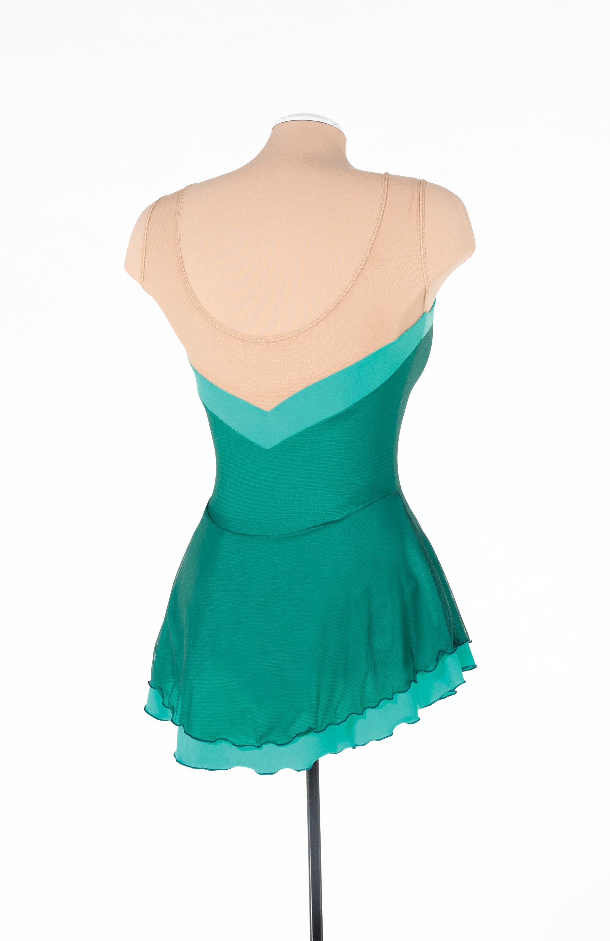 JRF23021-A Solitaire Mesh Overlay Figure Skate Dress Aspen