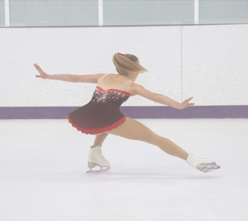 JRF23021-E Solitaire Mesh Overlay Figure Skate Dress Ember
