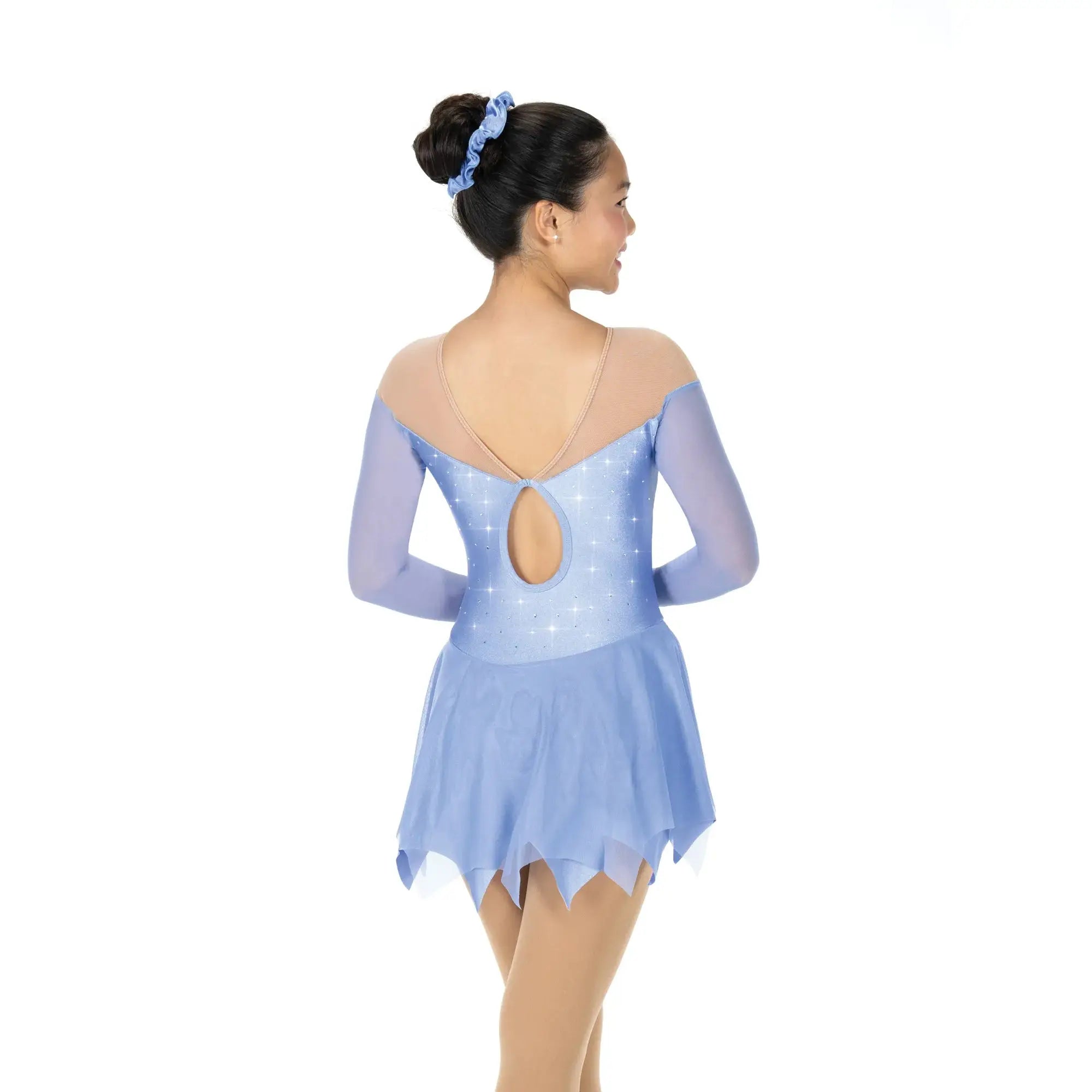 Robe de patinage artistique Solitaire à ourlet glaçon F23023-S, argentée