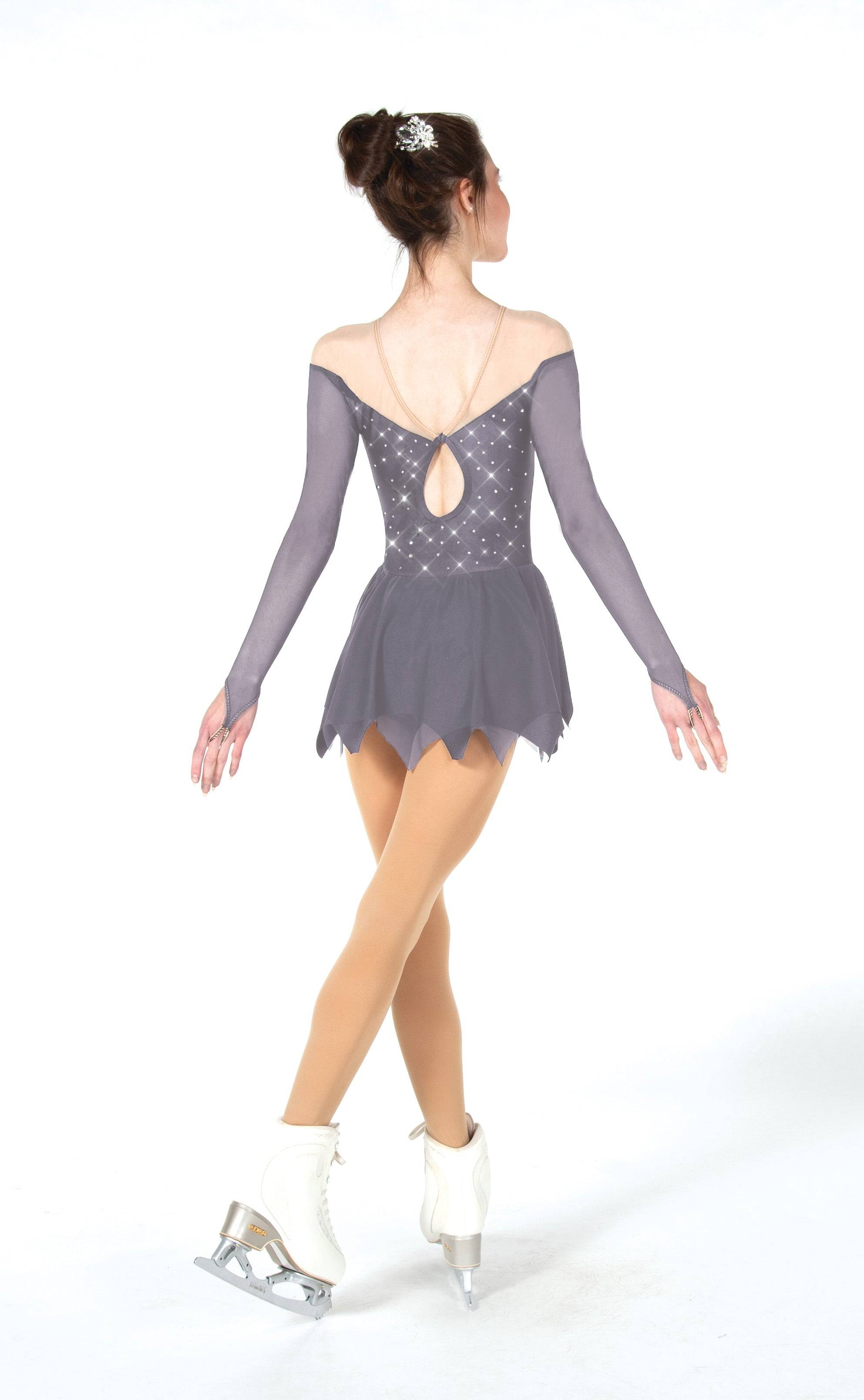 Solitaire Ice Skating Dress - Lycra, Mesh, Icicle Hem Solitaire Ice Skating Dress - Lycra, Mesh, Icicle Hem
