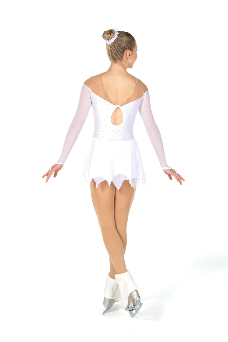JRF23023-WH Solitaire Icicle Hem Figure Skate Dress White
