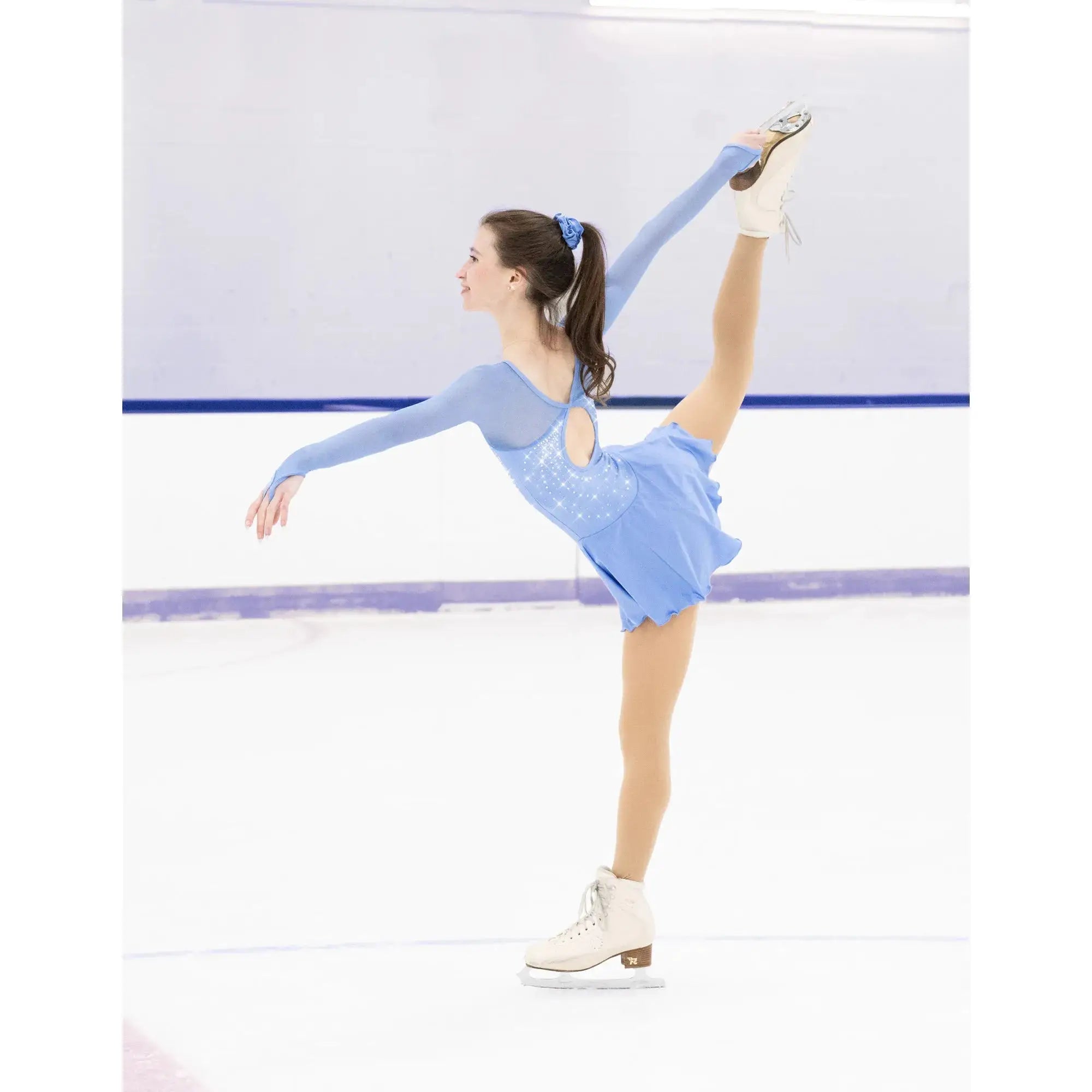 Robe de patinage artistique F25003-DP avec médaillon dans le dos, violet foncé