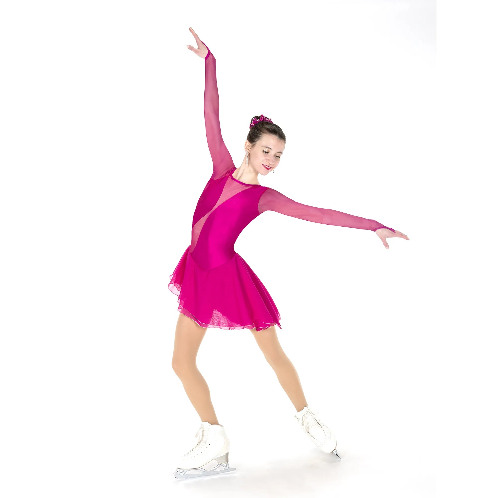 F25018-DP Solitaire Swoosh Figure Skate Dress Deep Pink